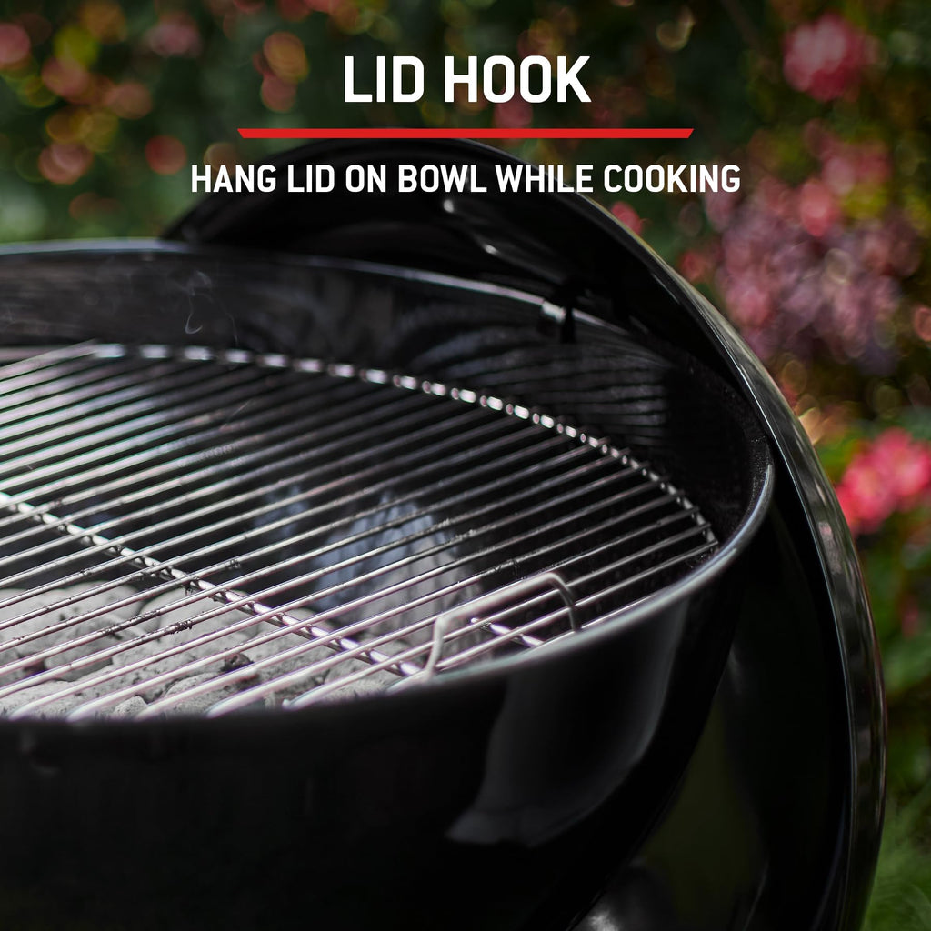 47cm Charcoal Kettle BBQ Grill with Lid Thermometer & One-Touch Cleaning System