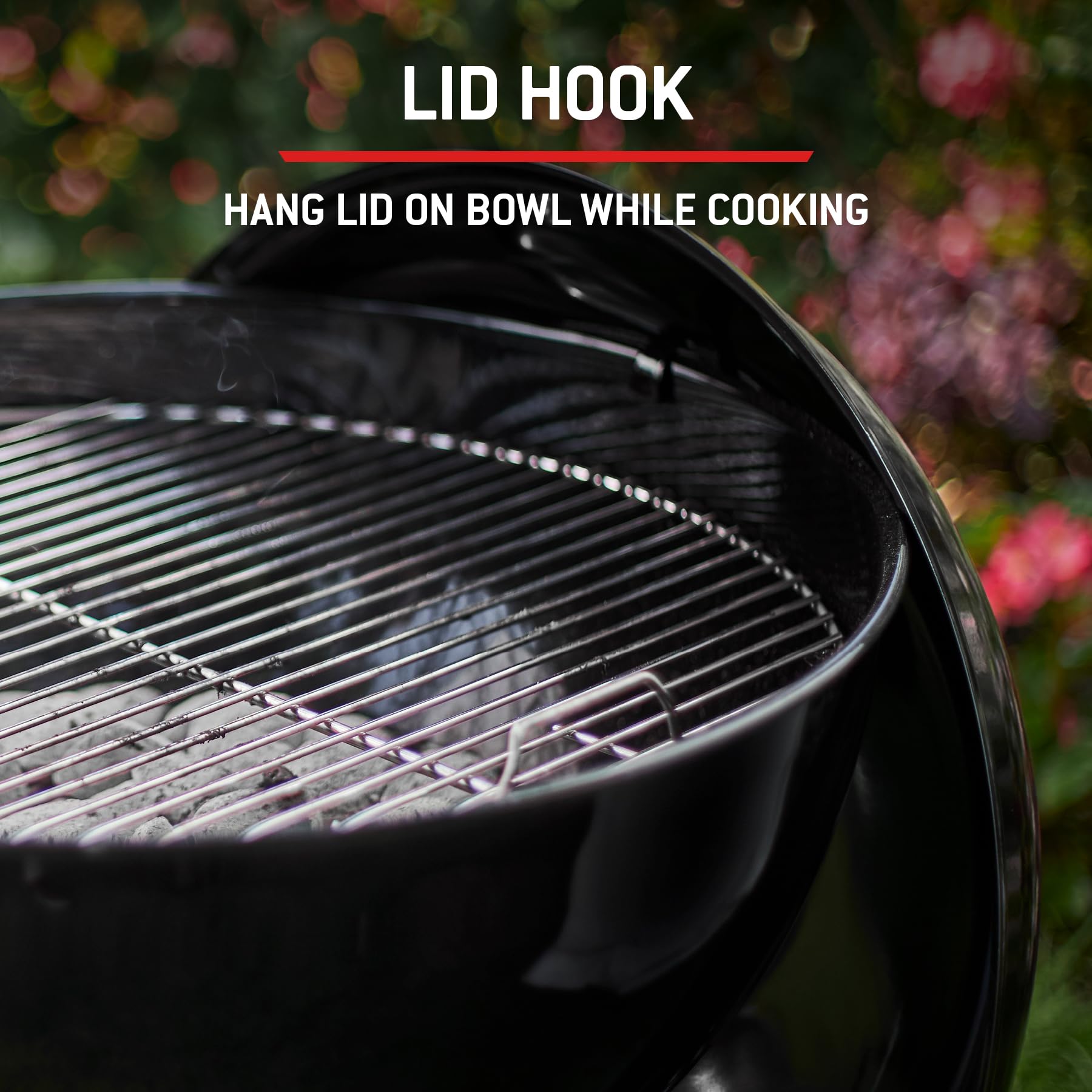 47cm Charcoal Kettle BBQ Grill with Lid Thermometer & One-Touch Cleaning System