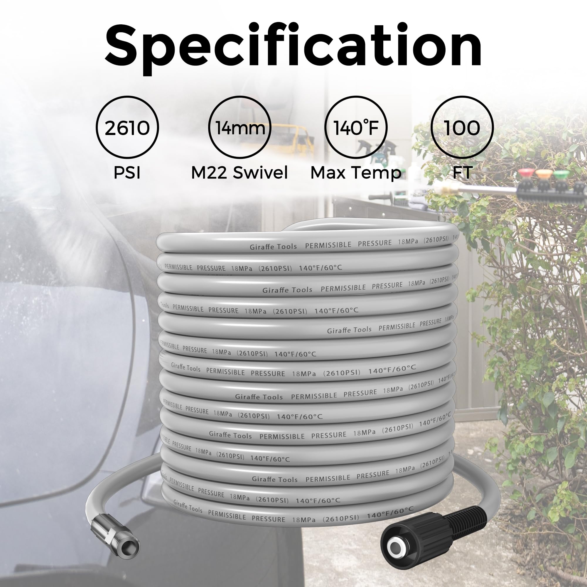 Pressure Washer Ultra-Soft Hose for Replacement - 30M