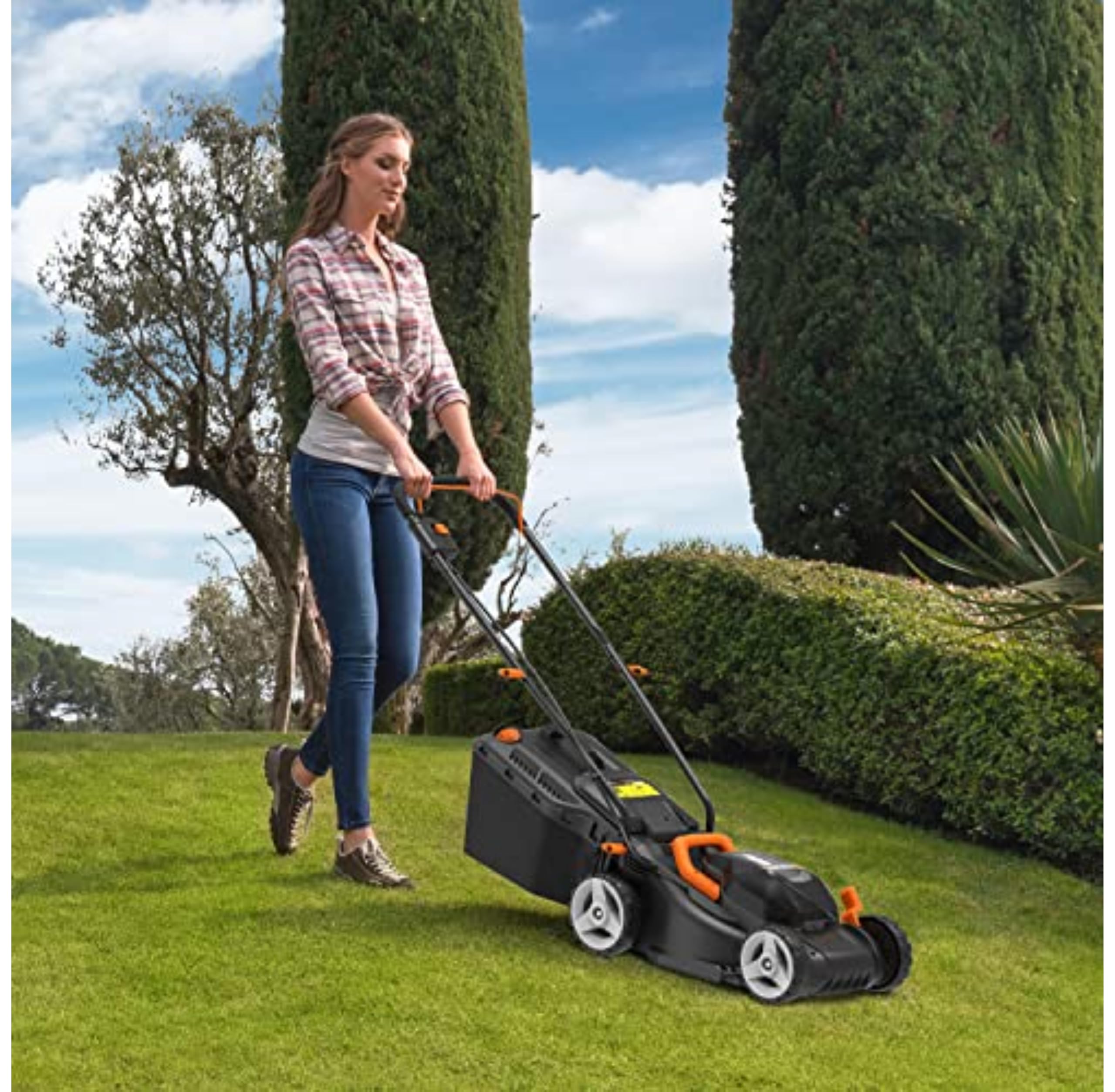 40V Cordless Lawn Mower with Batteries, Charger & Cut-to-Edge Design