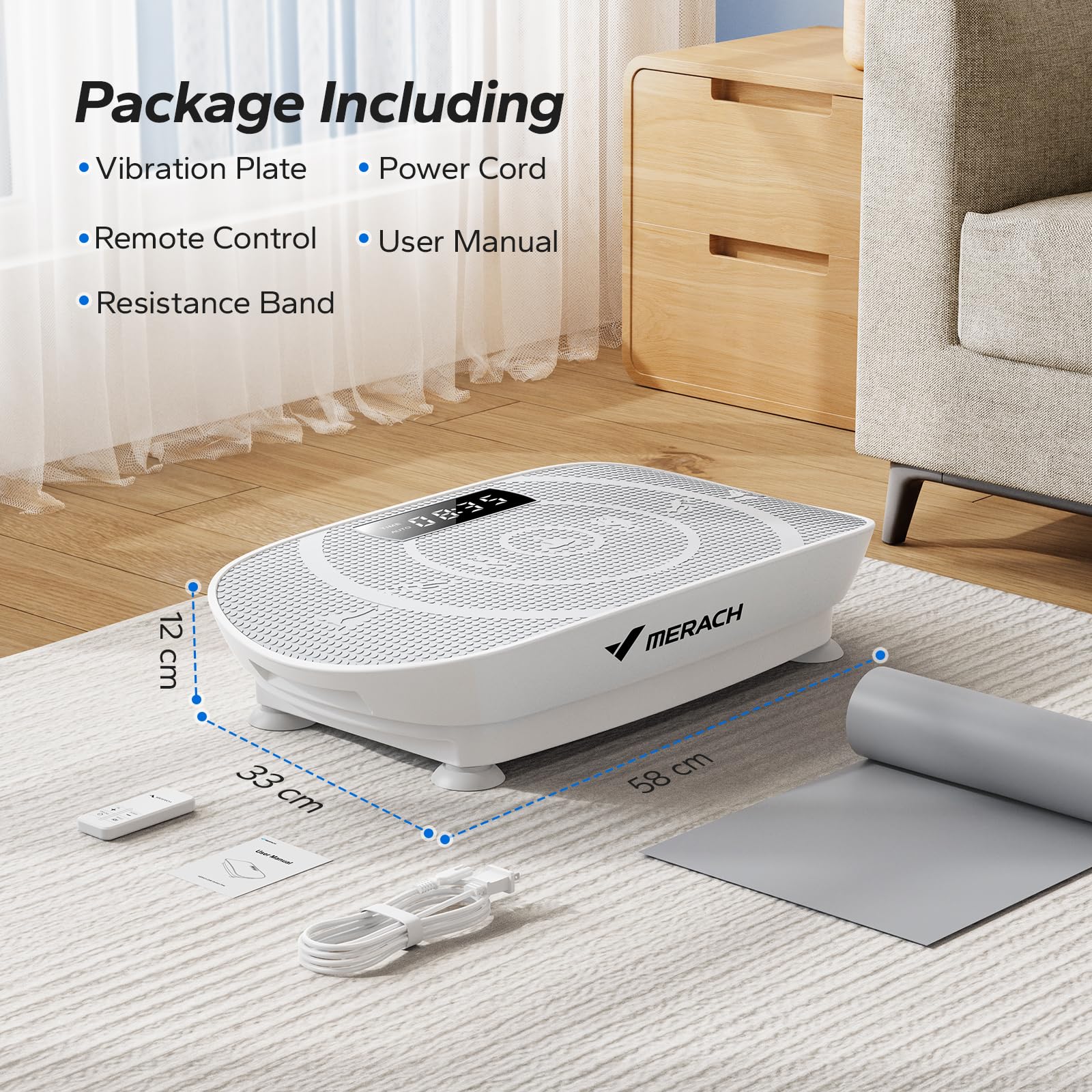 Whole Body Vibration Plate Exercise Machine with Bluetooth & Speed Control