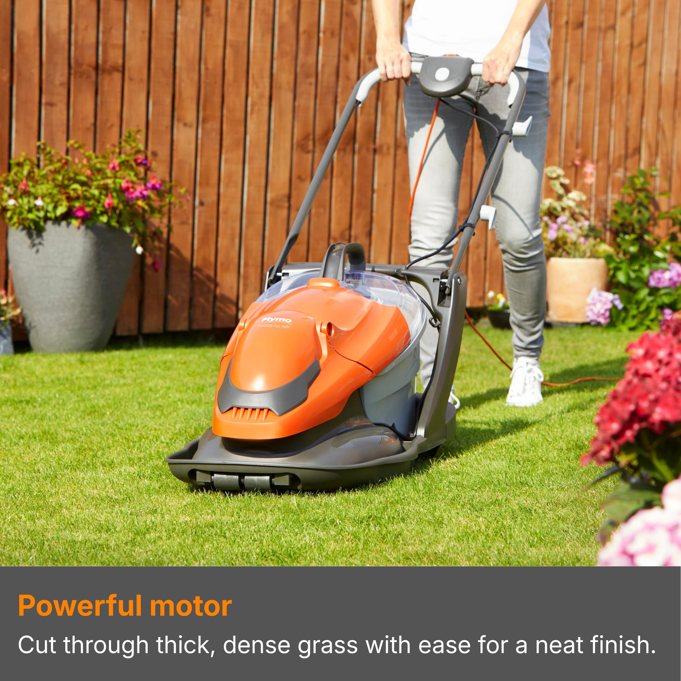1800W Hover Lawn Mower with 36cm Cutting Width & 26L Grass Box