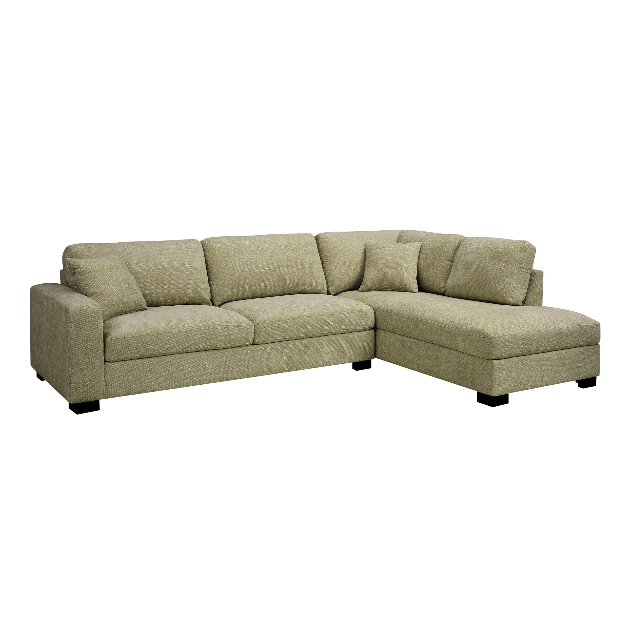 Large Corner Sofa, Left or Right Hand Corner Sofa, Couch in Upholstered Teddy Jumbo Cord or Chenille Fabric, L Shaped Sofas with Optional Footstool (Sage Green Chenille, Left Hand Facing)