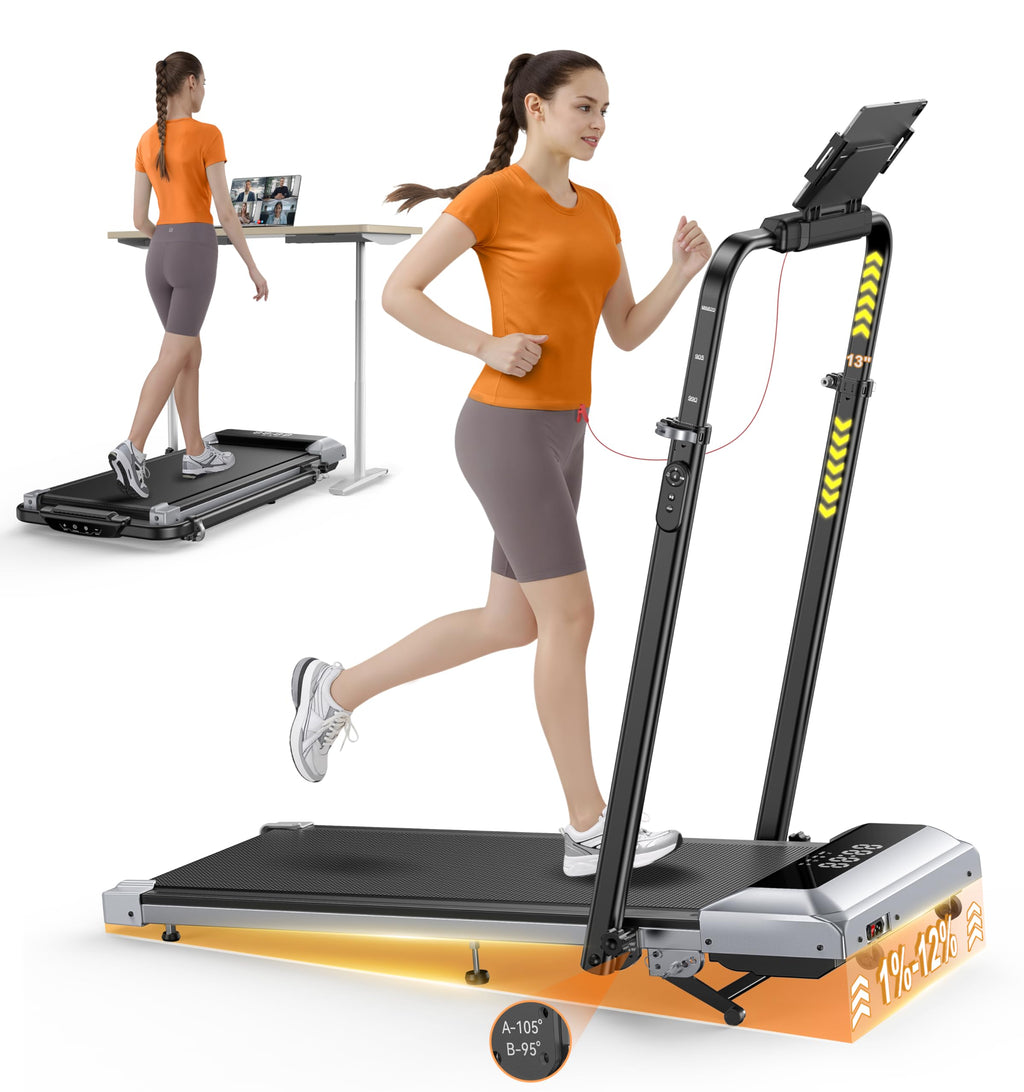 6-in-1 Folding Treadmill with Adjustable Incline, Handrail & Smart Display