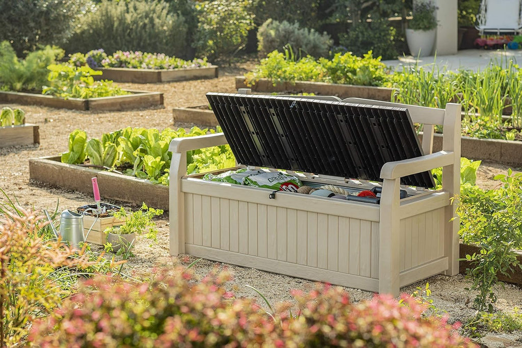 265L Outdoor Storage Bench with Hidden Storage & Weatherproof Design