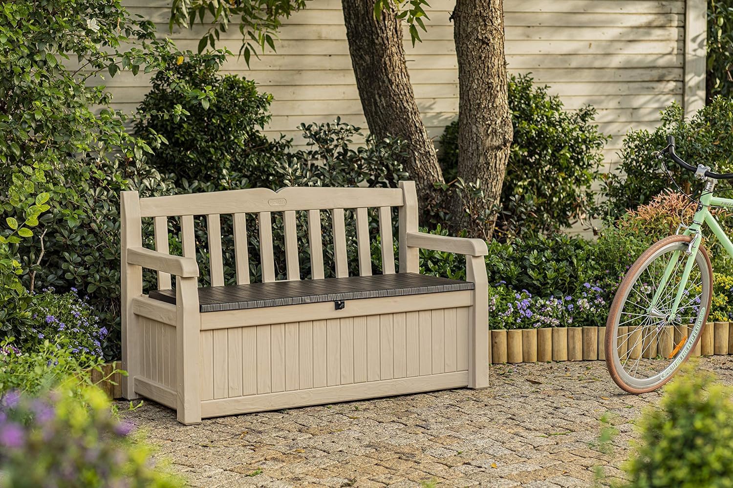 265L Outdoor Storage Bench with Hidden Storage & Weatherproof Design
