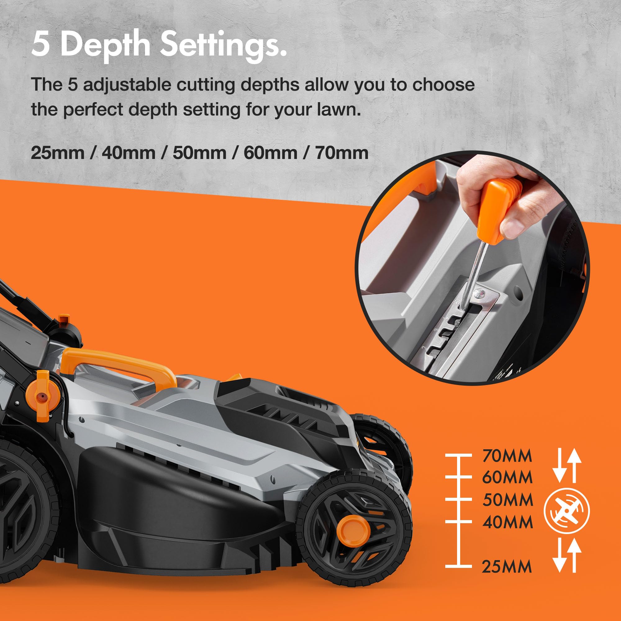 1600W Electric Lawn Mower with 42L Collection Bag & Adjustable Cutting Heights