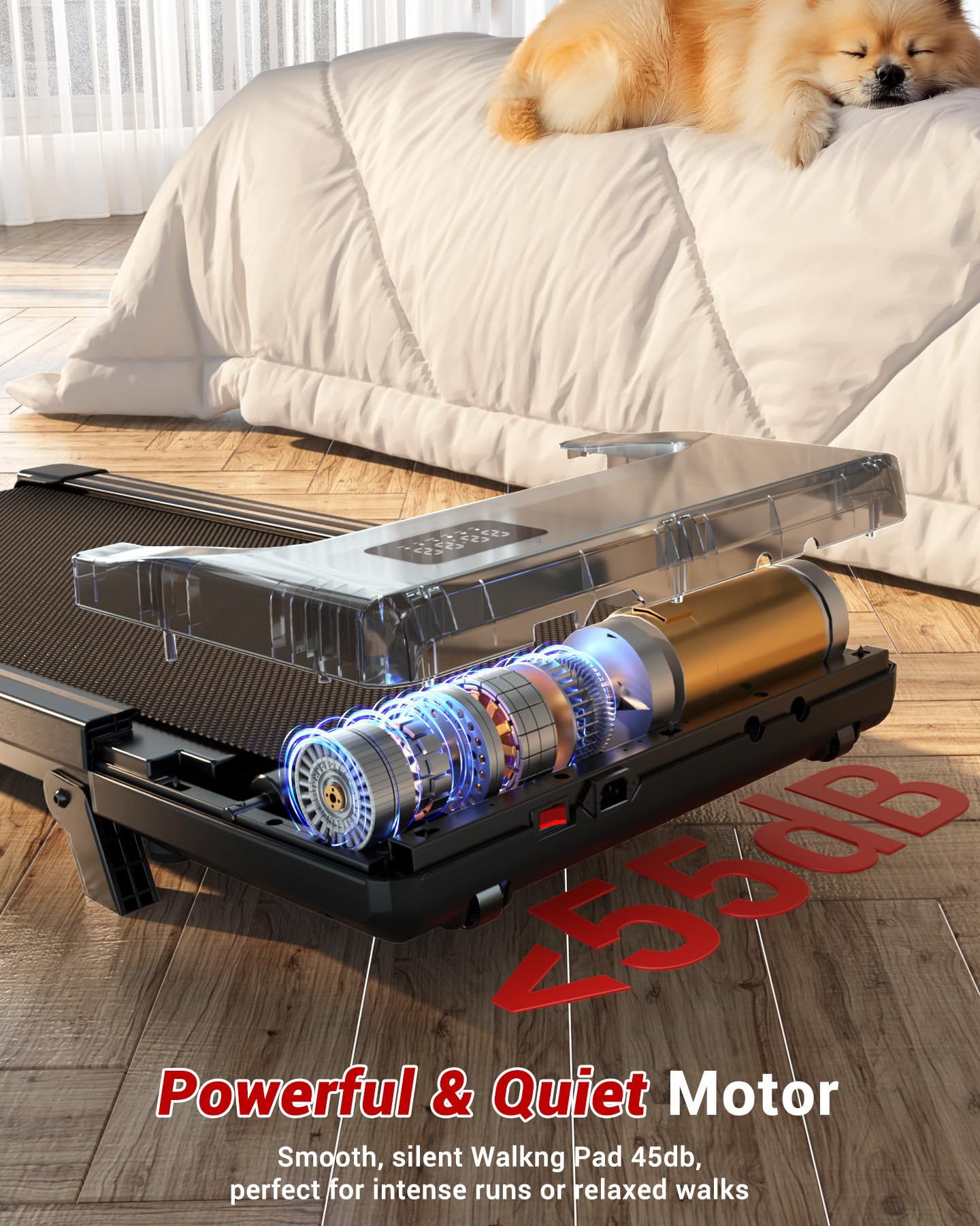 Portable Walking Pad Treadmill with 6% Incline, App Control & Foldable Design