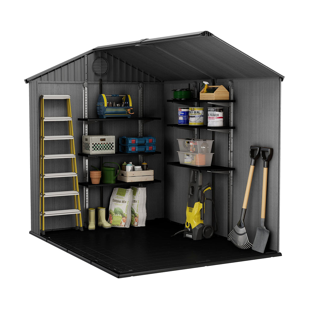 6x8ft Outdoor Garden Storage Shed with Double Doors, Window & Ventilation