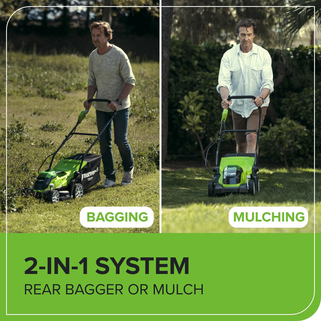 40V Cordless Lawn Mower with Batteries, Charger & 40L Grass Collection Bag