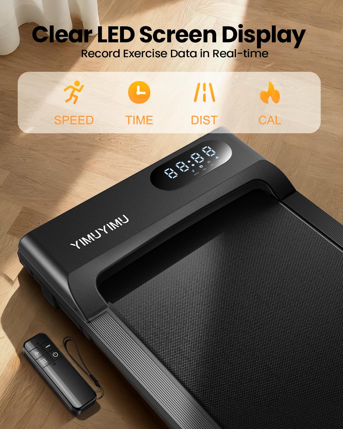 Compact Walking Pad Treadmill with Quiet Motor, Remote Control & LED Display