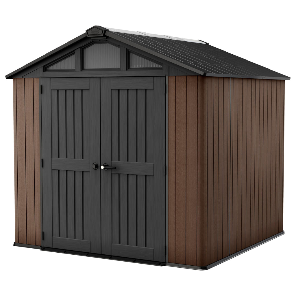 8x8ft Heavy Duty Outdoor Garden Storage Shed with Windows & Reinforced Roof
