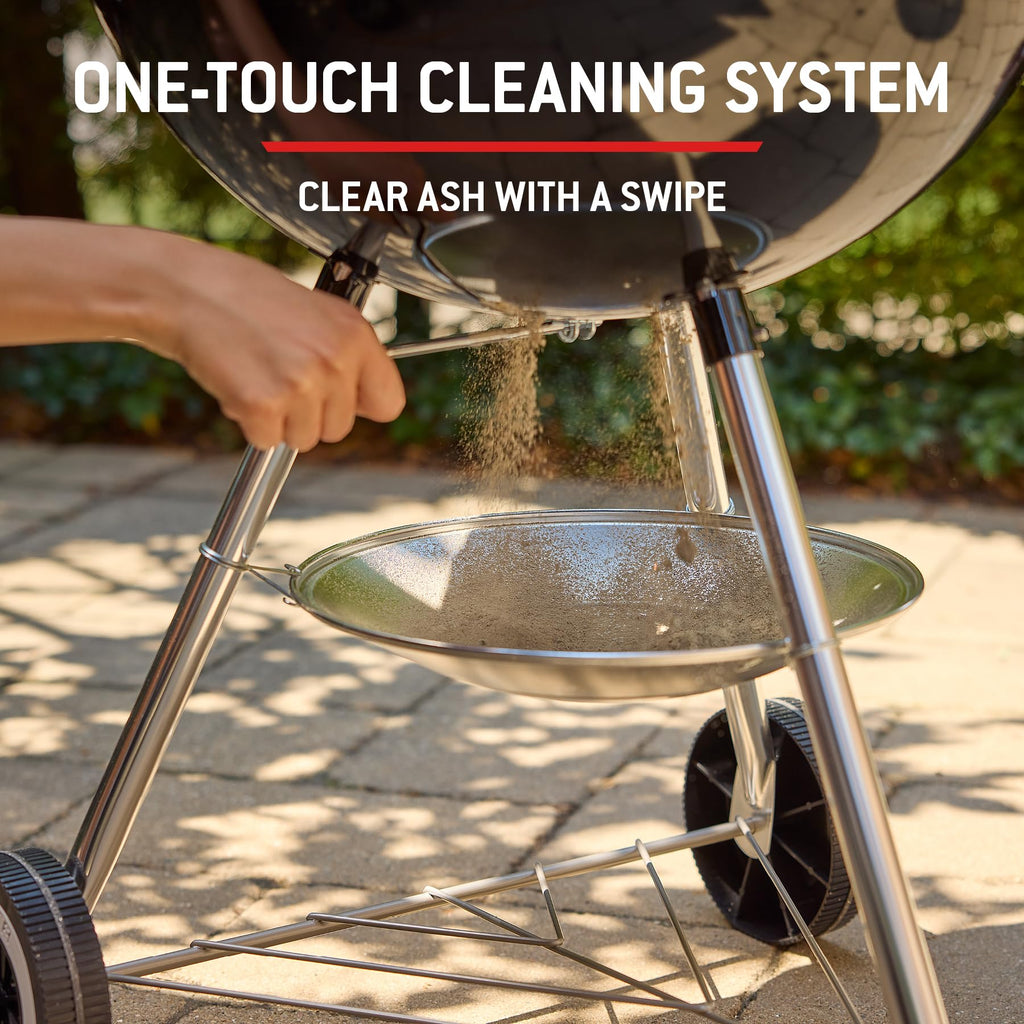 57cm Charcoal Kettle BBQ Grill with Lid Thermometer & One-Touch Cleaning System