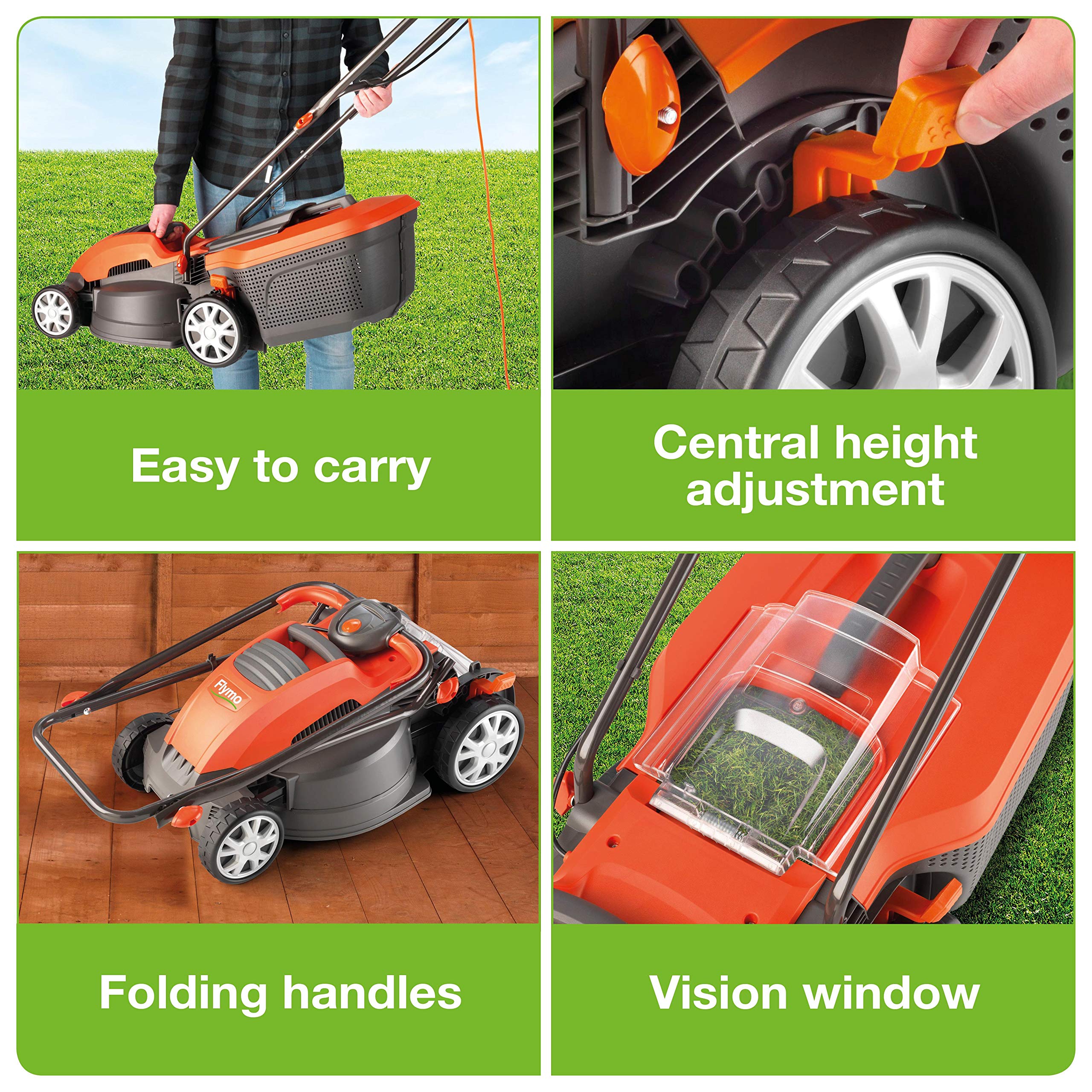 1500W Electric Lawn Mower with 36cm Cutting Width & 40L Grass Box