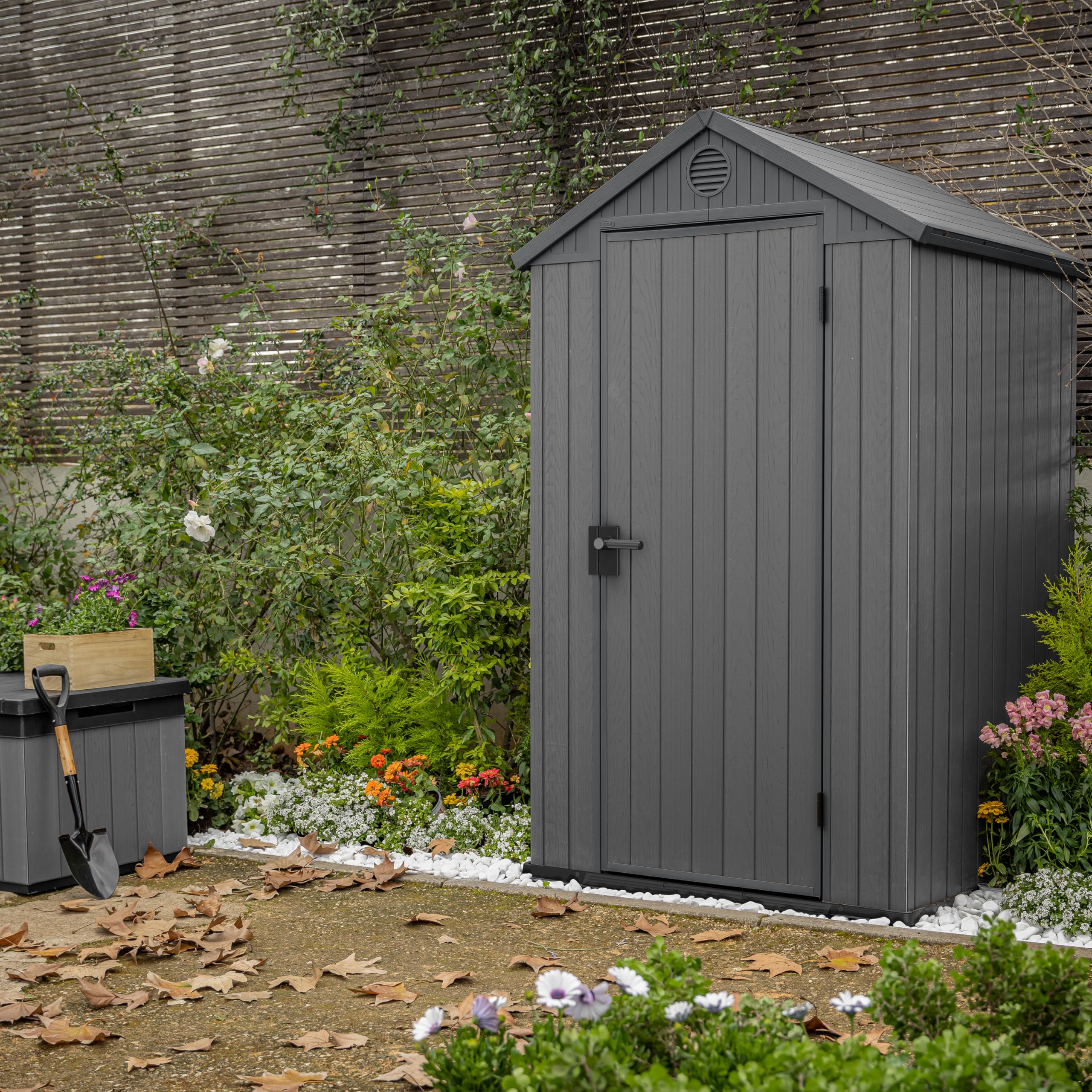 4x4ft Outdoor Garden Storage Shed with Window, Ventilation & Weatherproof Design