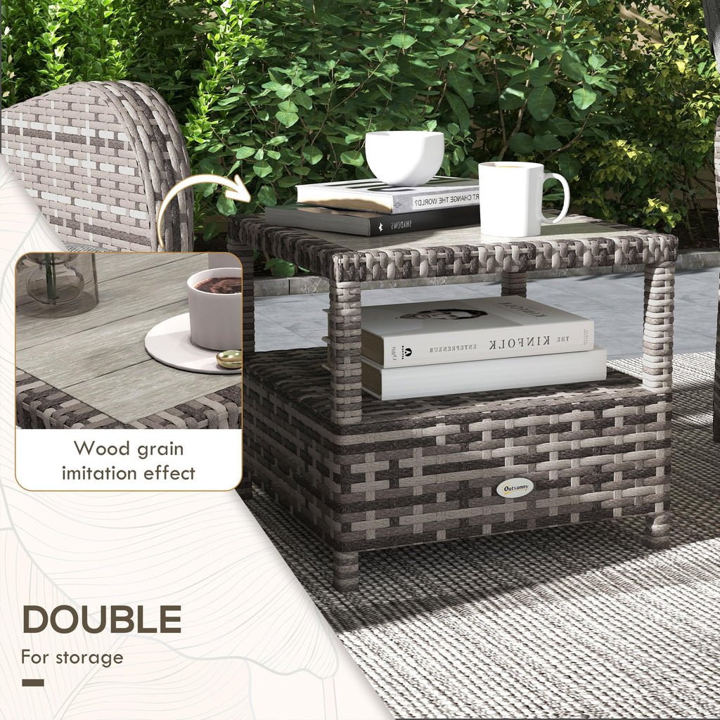 3 Piece Rattan Garden Bistro Set with Reclining Chairs & Coffee Table
