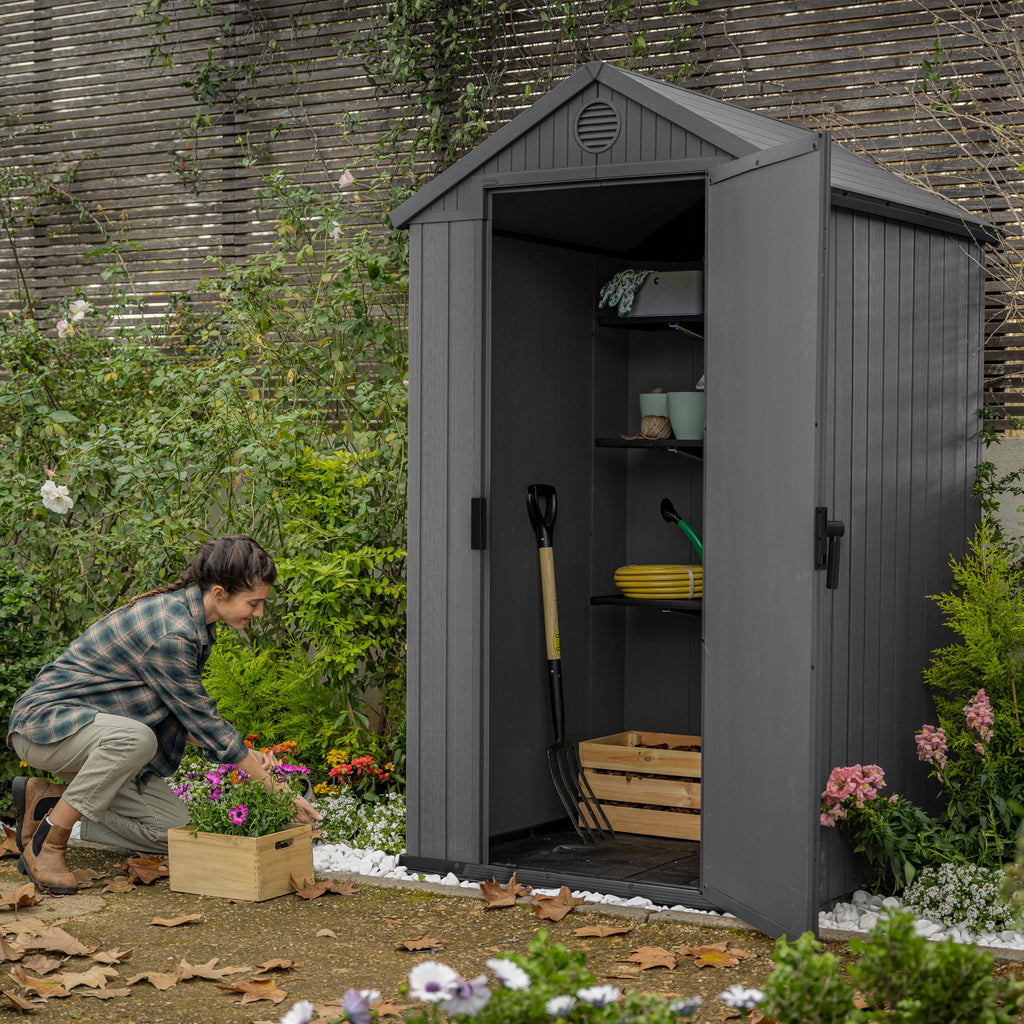 4x4ft Outdoor Garden Storage Shed with Window, Ventilation & Weatherproof Design