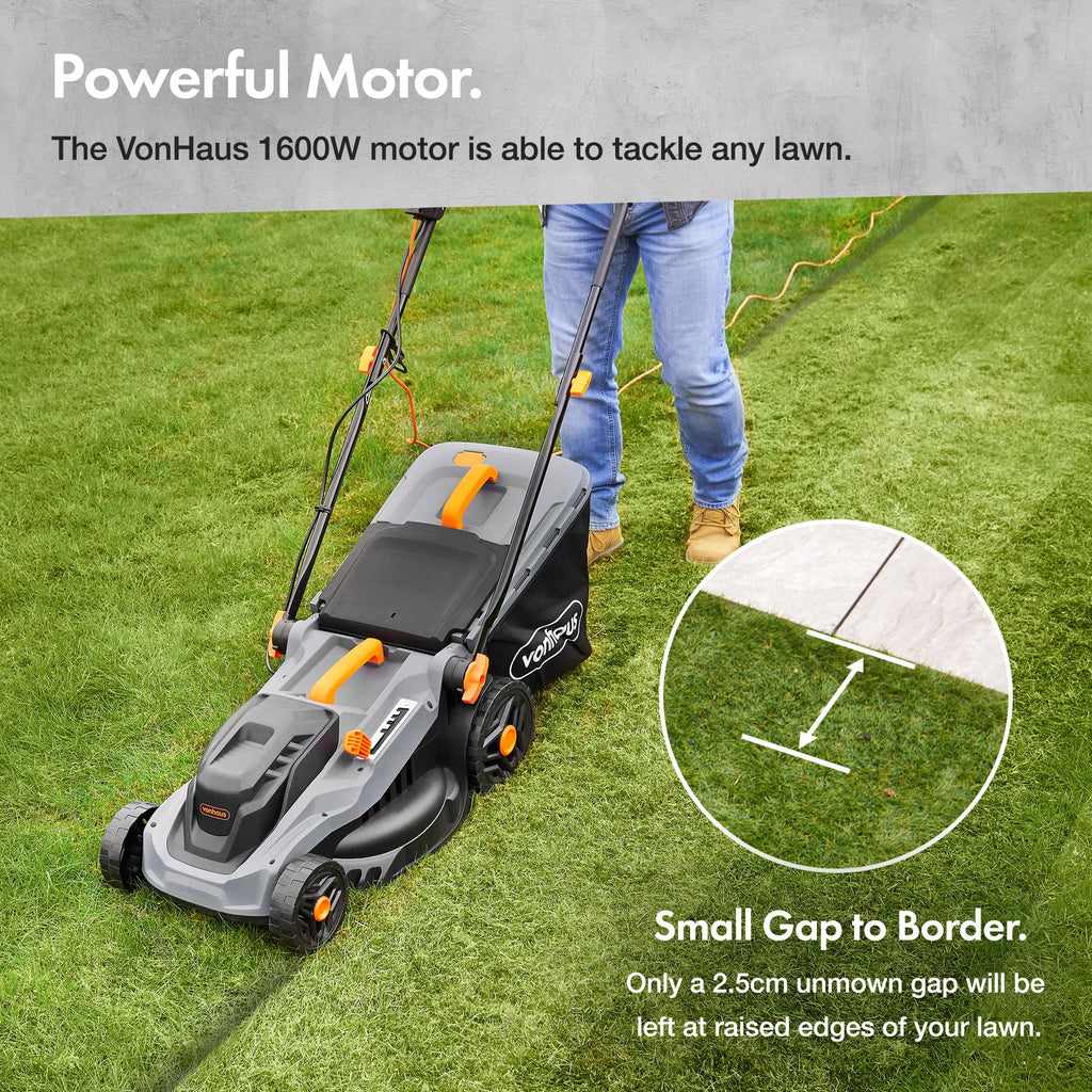 1600W Electric Lawn Mower with 42L Collection Bag & Adjustable Cutting Heights