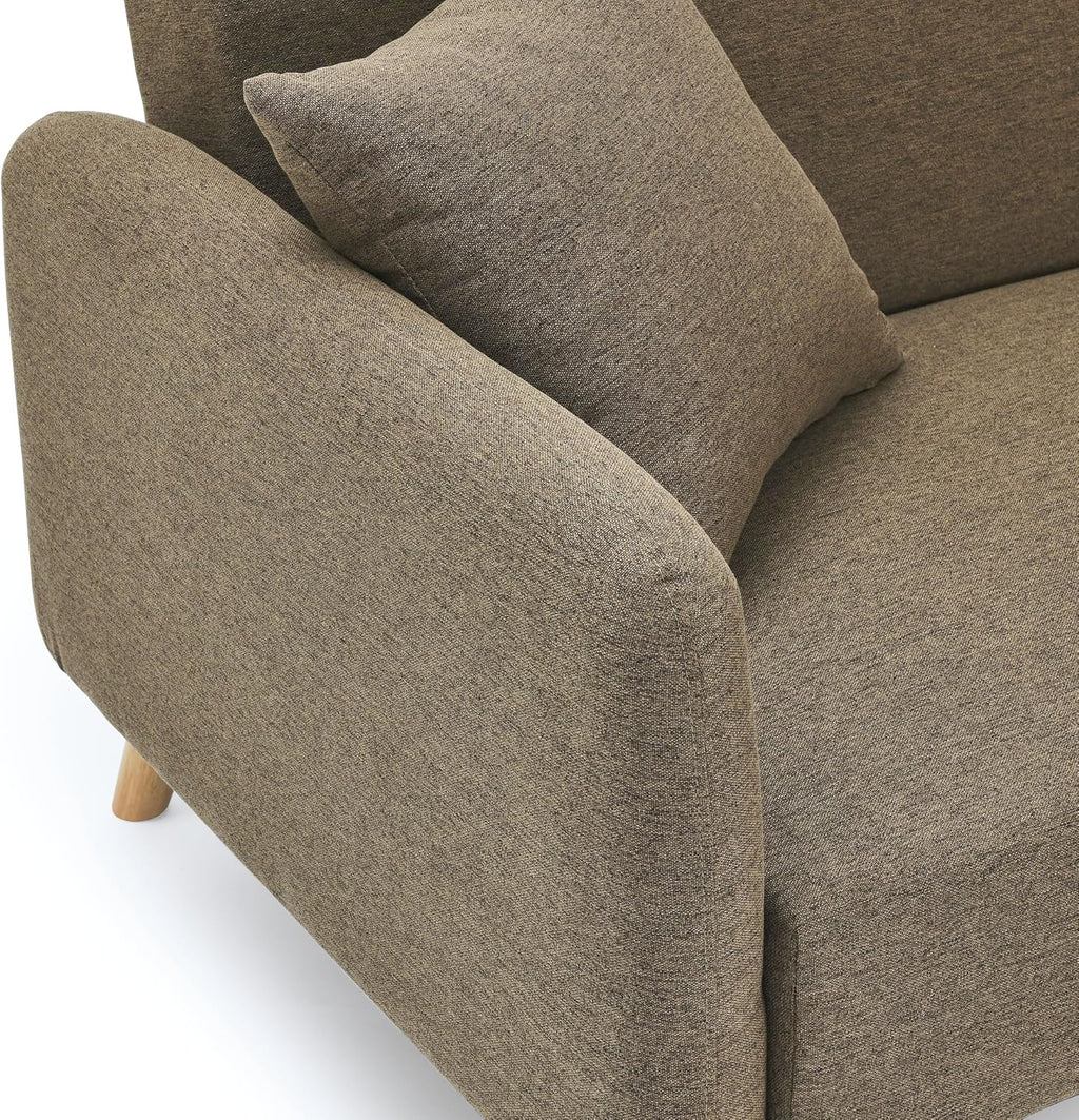Visco Therapy Sara 2 Seater Fabric Sofa Bed in Brown, With Matching Stool, Sofa Bed for Living Room