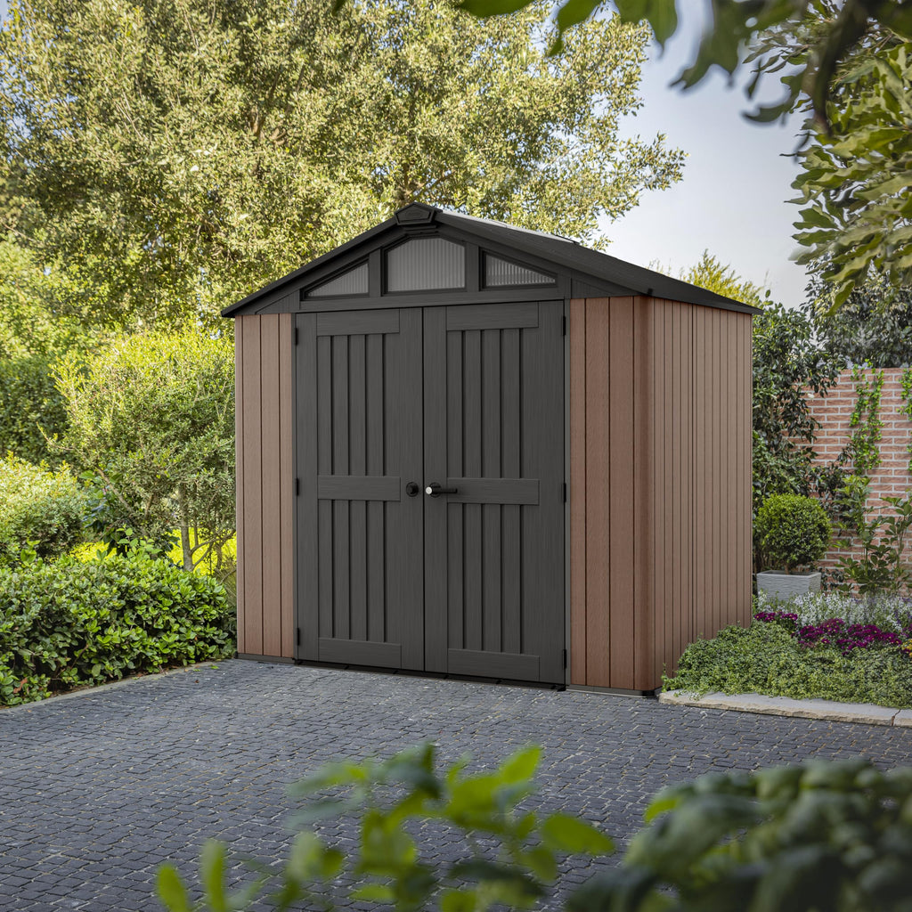 8x8ft Heavy Duty Outdoor Garden Storage Shed with Windows & Reinforced Roof