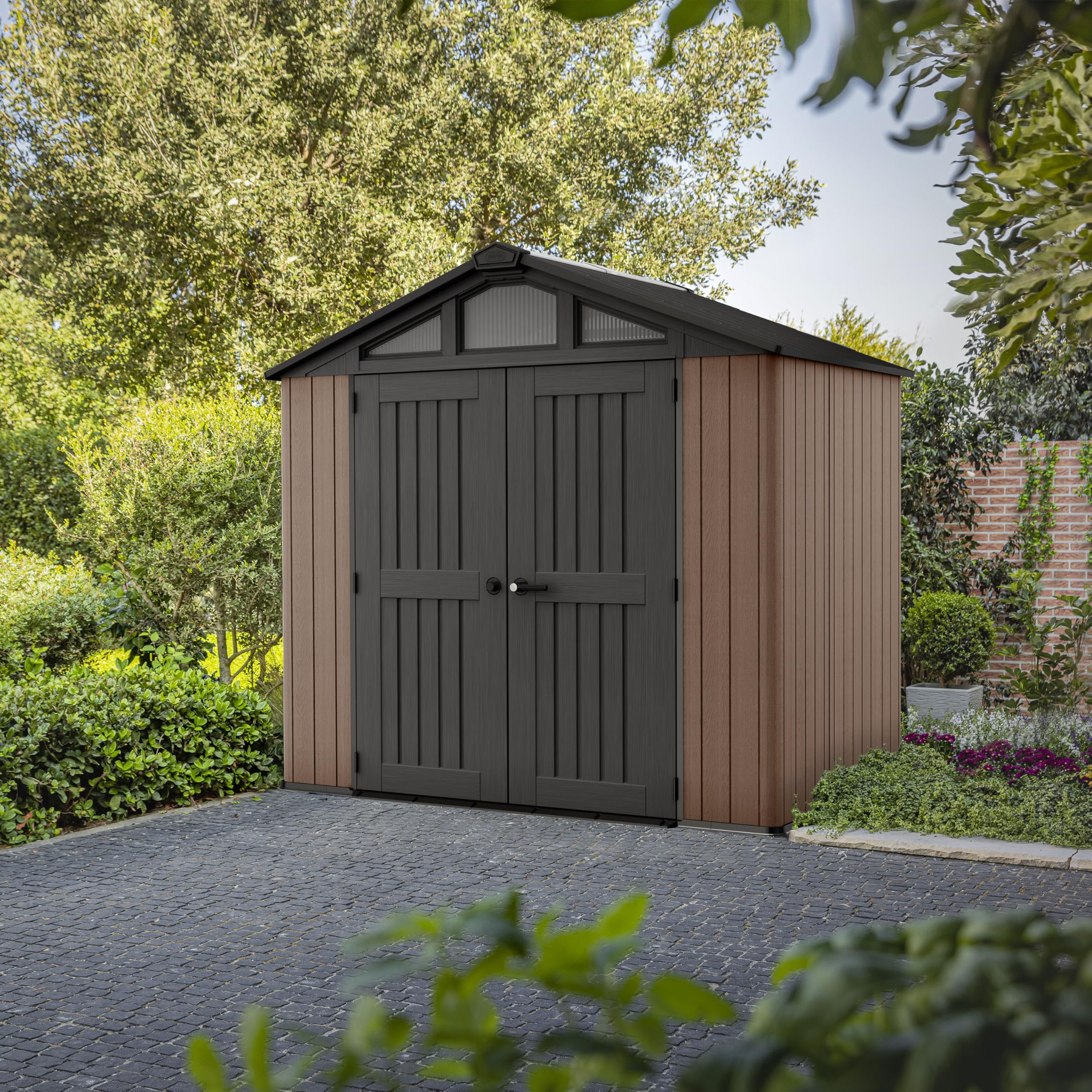 8x6ft Heavy Duty Outdoor Garden Storage Shed with Windows & Lockable Doors