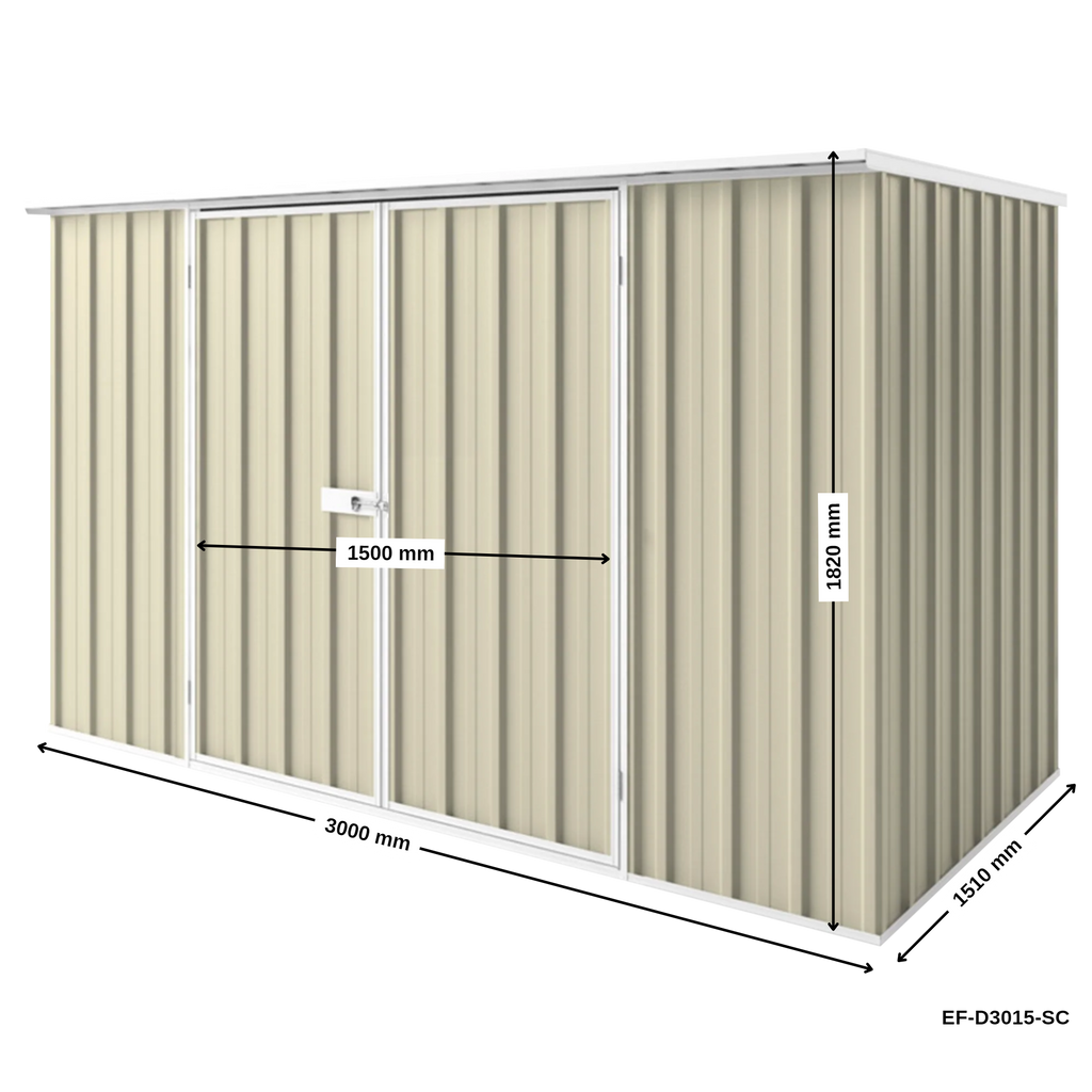 3m x 1.5m Flat Roof Garden Shed