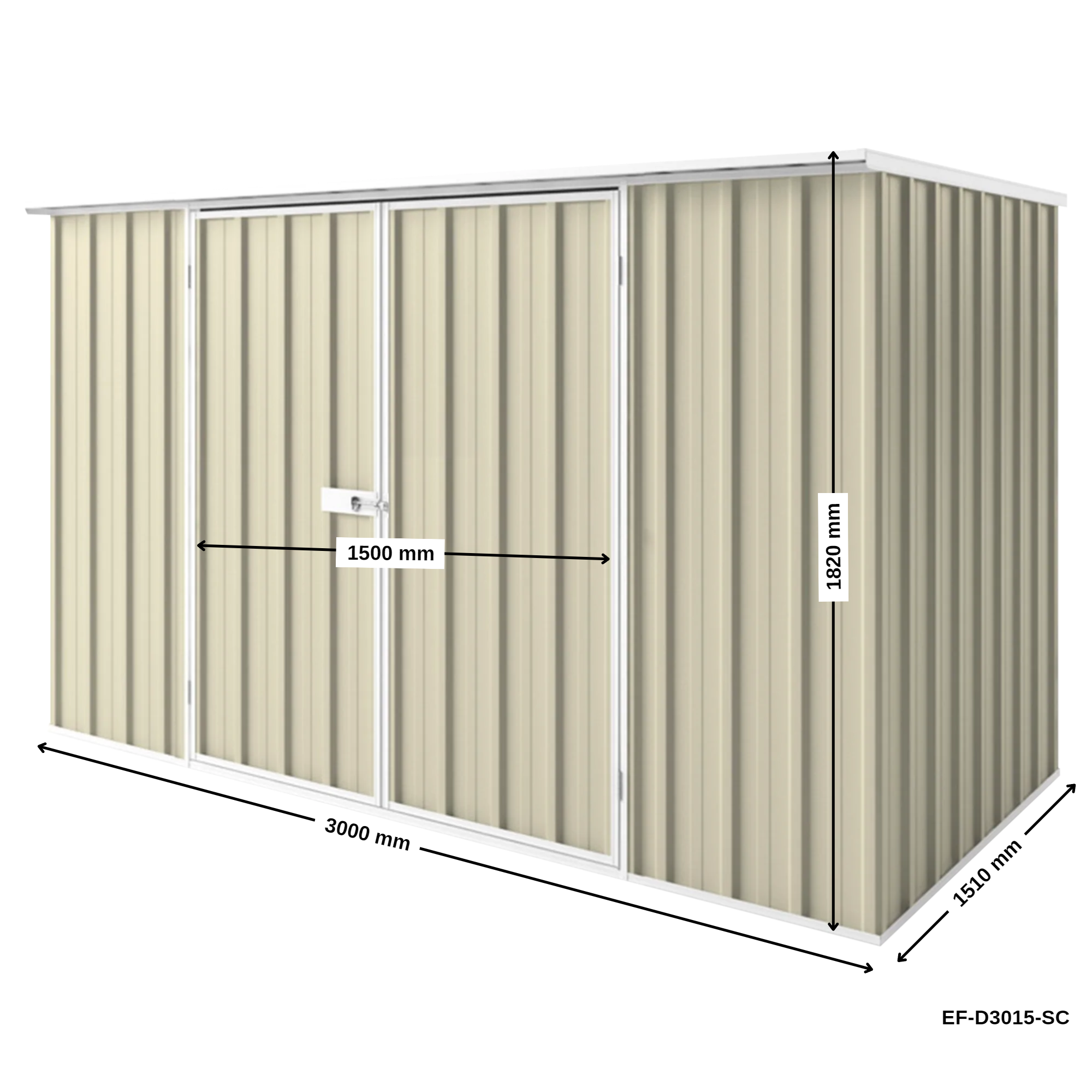 3m x 1.5m Flat Roof Garden Shed