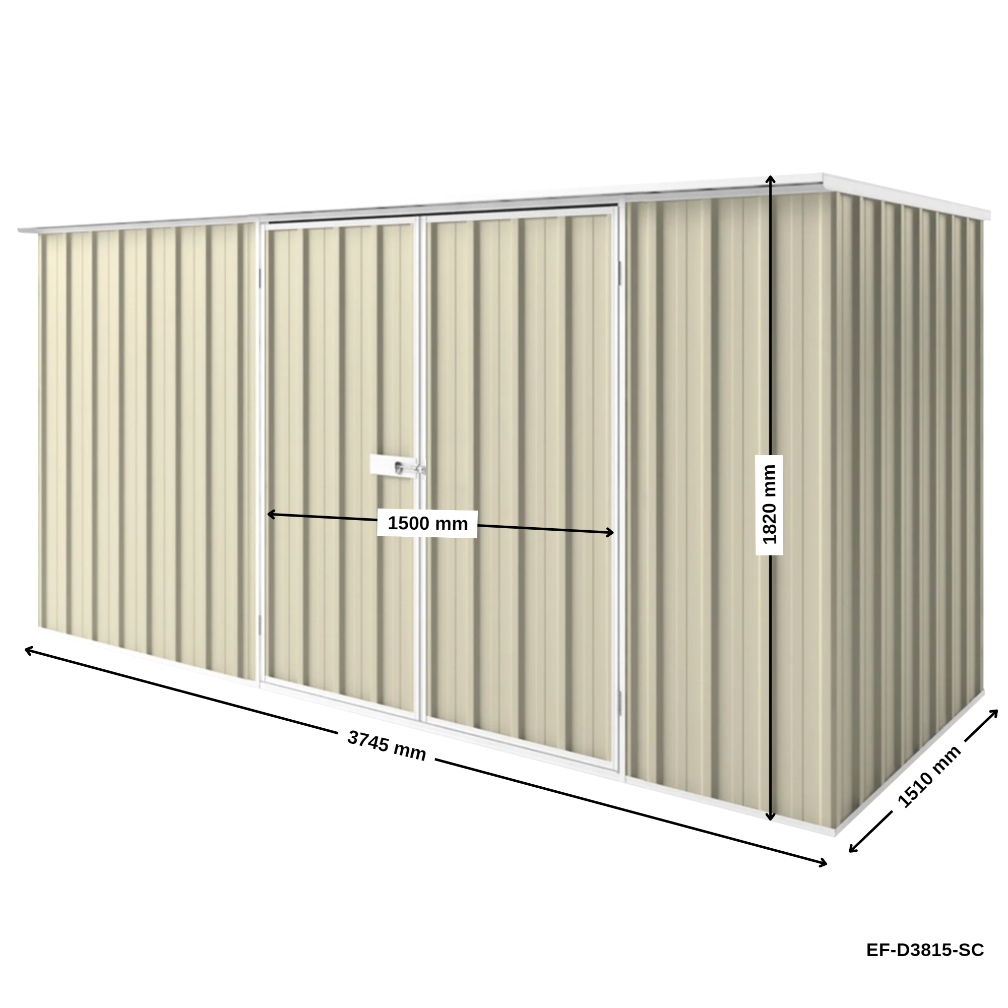 3.75m x 1.5m Flat Roof Garden Shed