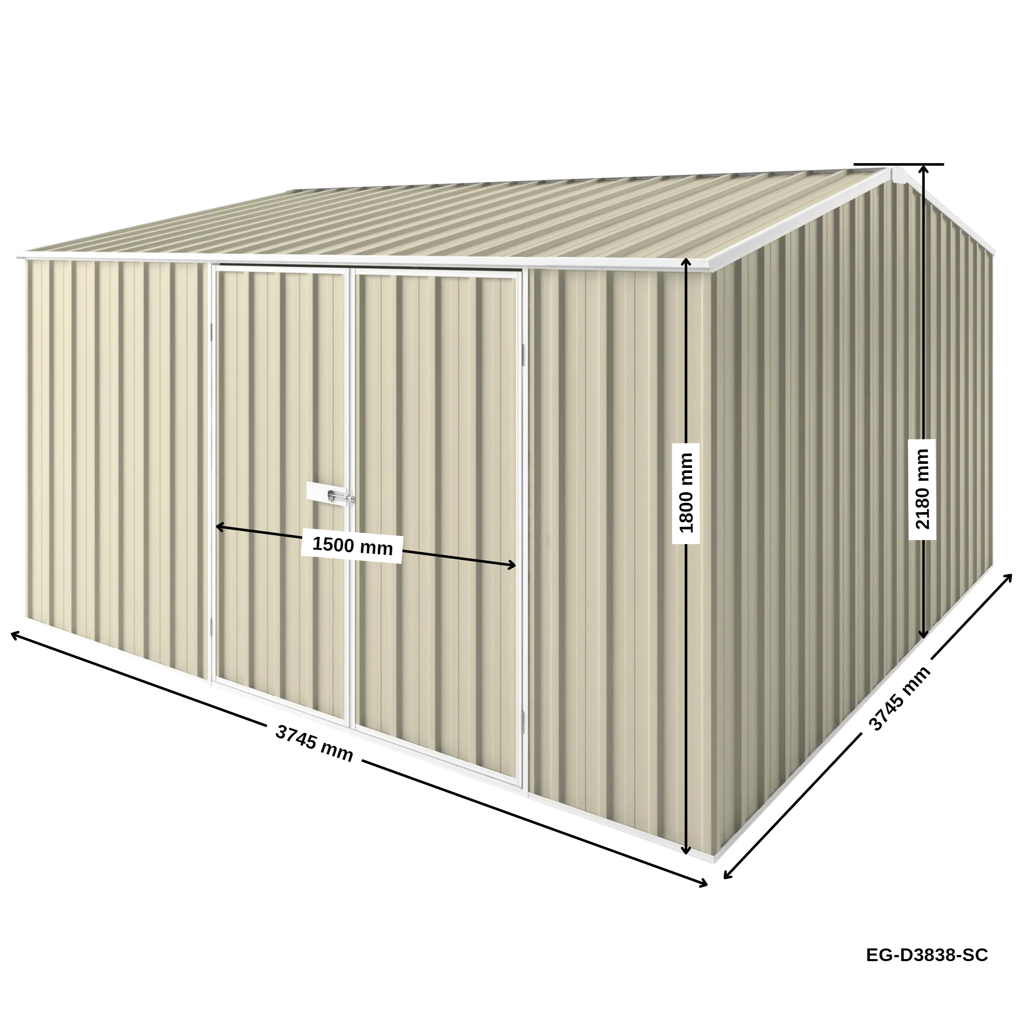 3.75m x 3.75m Gable Roof Garden Shed