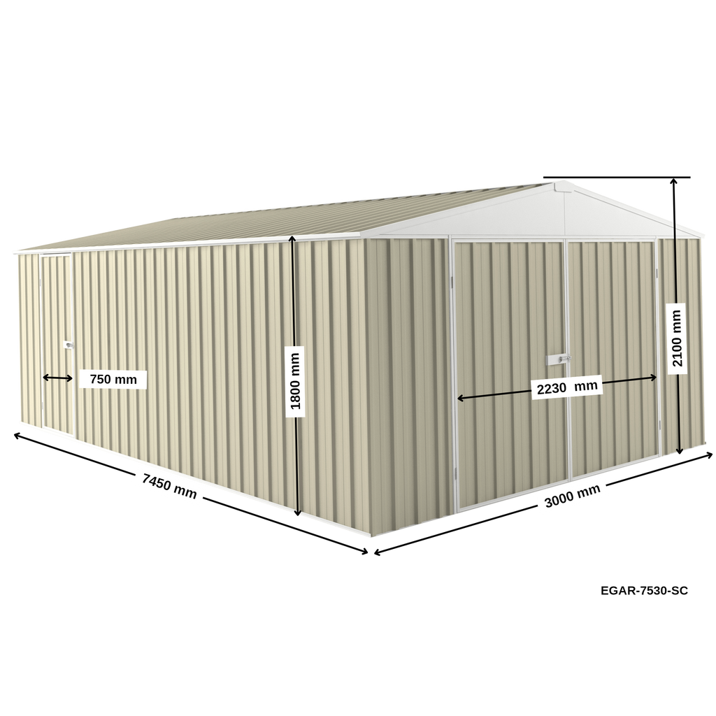 3m x 7.5m Garage Shed
