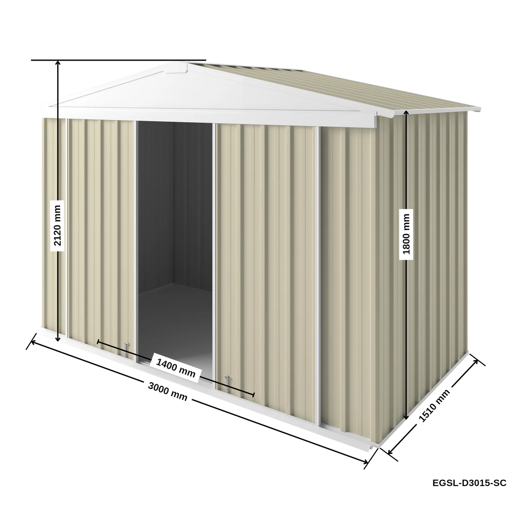 3m x 1.5m Gable Slider Garden Shed