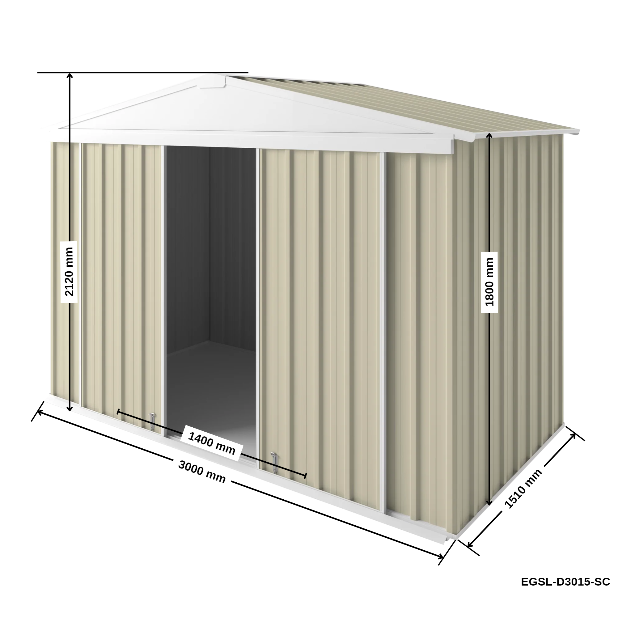 3m x 1.5m Gable Slider Garden Shed