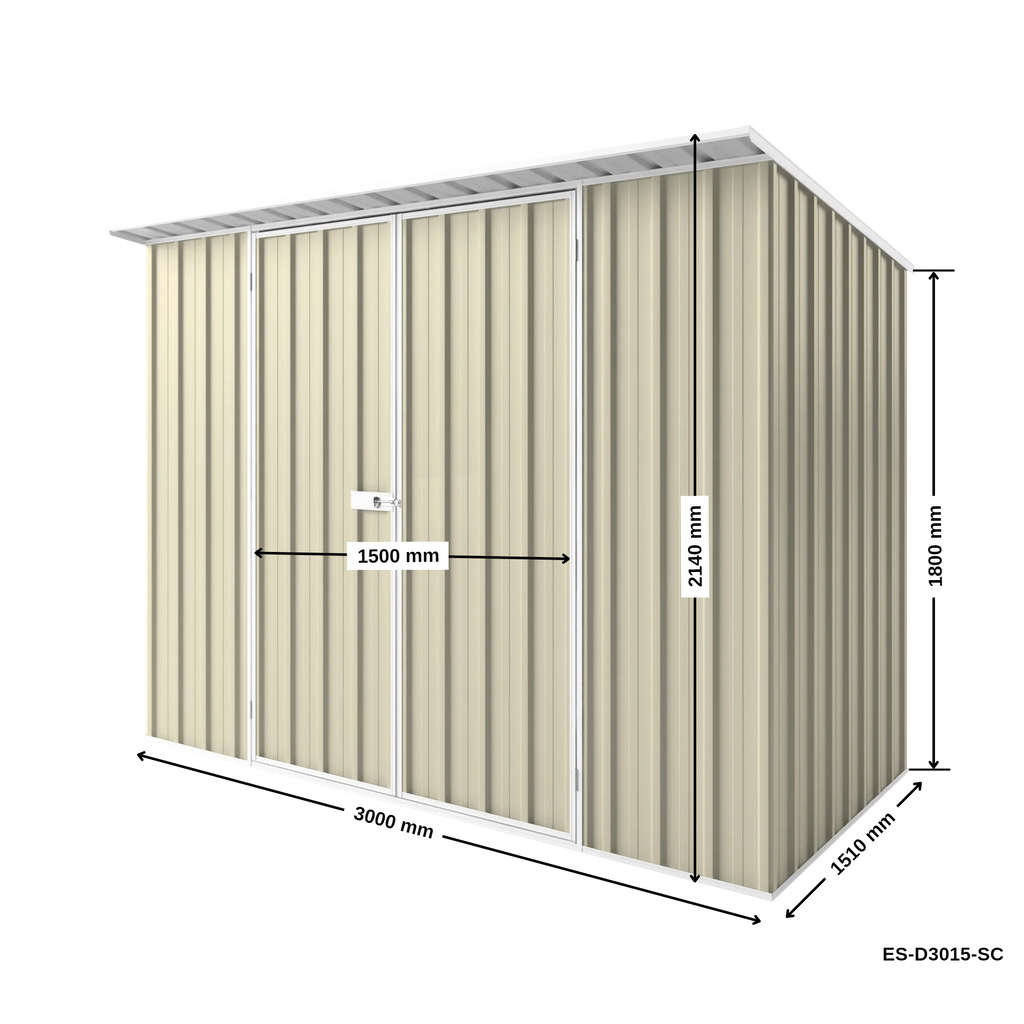 3m x 1.5m x 2.1m Skillion Roof Garden Shed