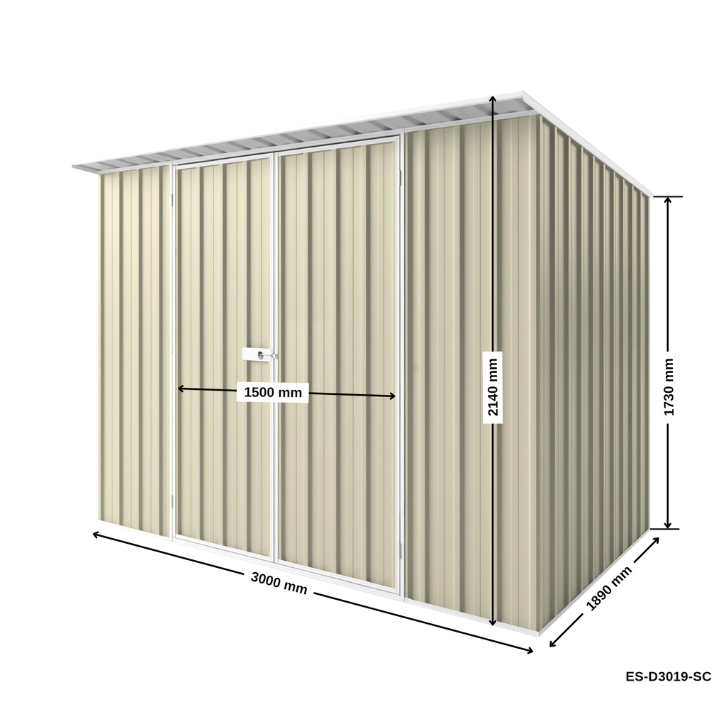3m x 1.9m x 2.1m Skillion Roof Garden Shed