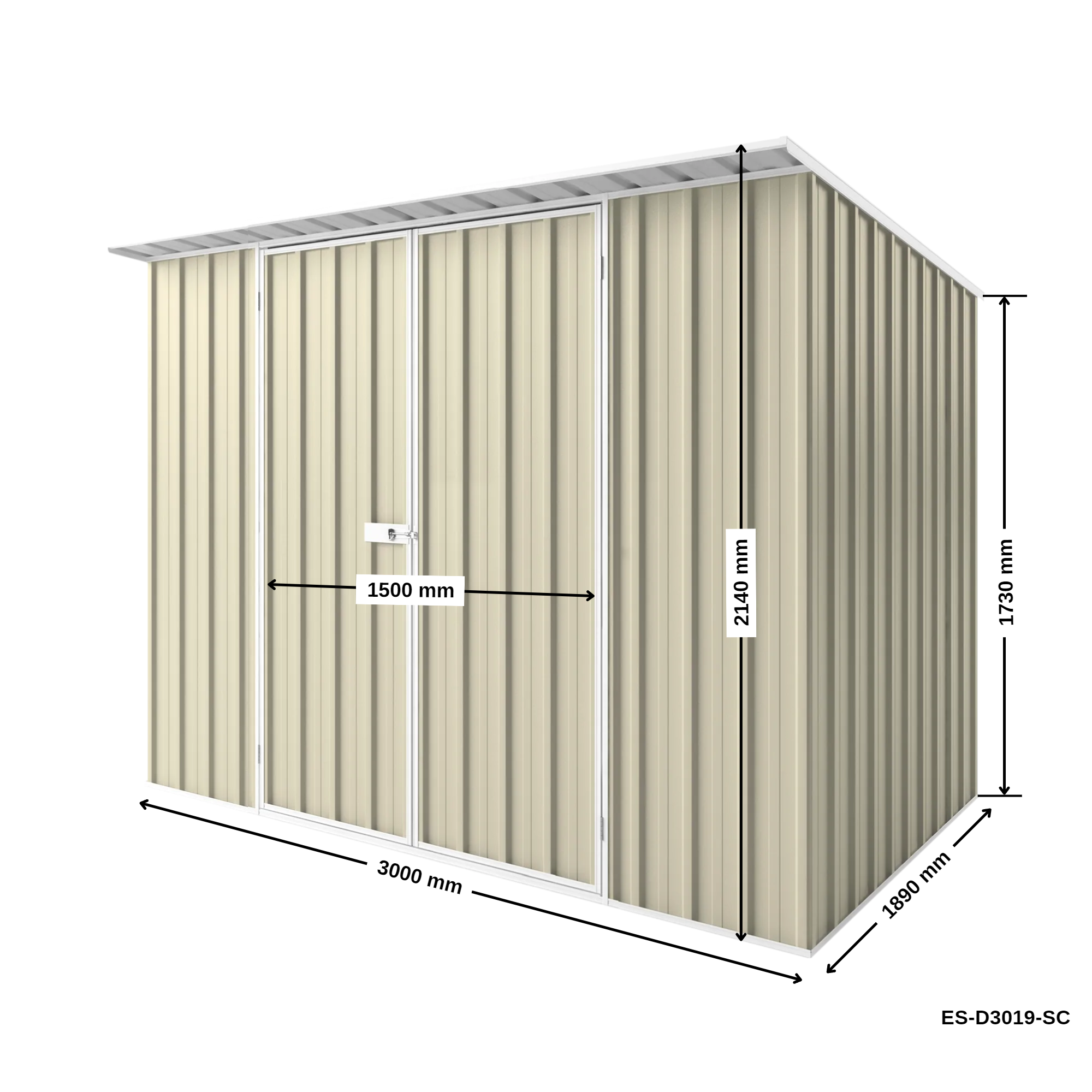 3m x 1.9m x 2.1m Skillion Roof Garden Shed