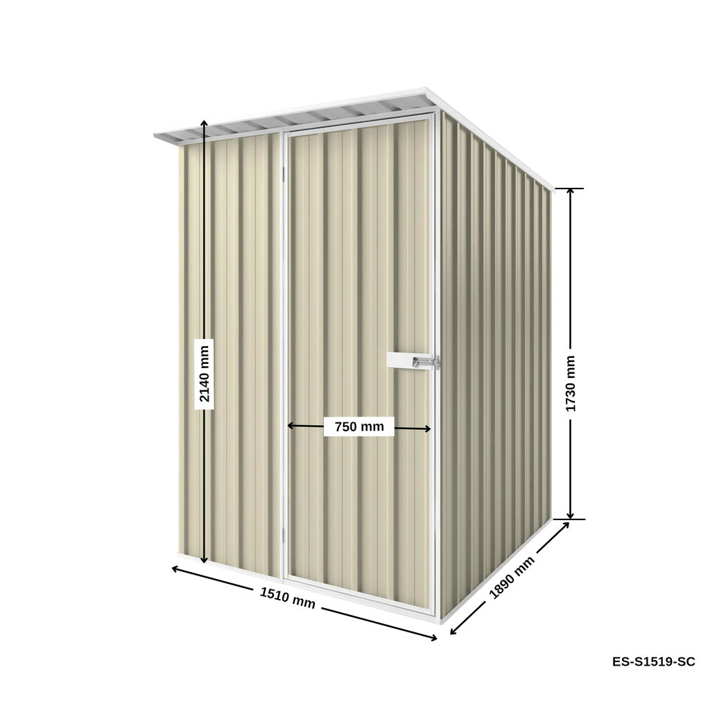 1.5m x 1.9m x 2.1m Skillion Roof Garden Shed