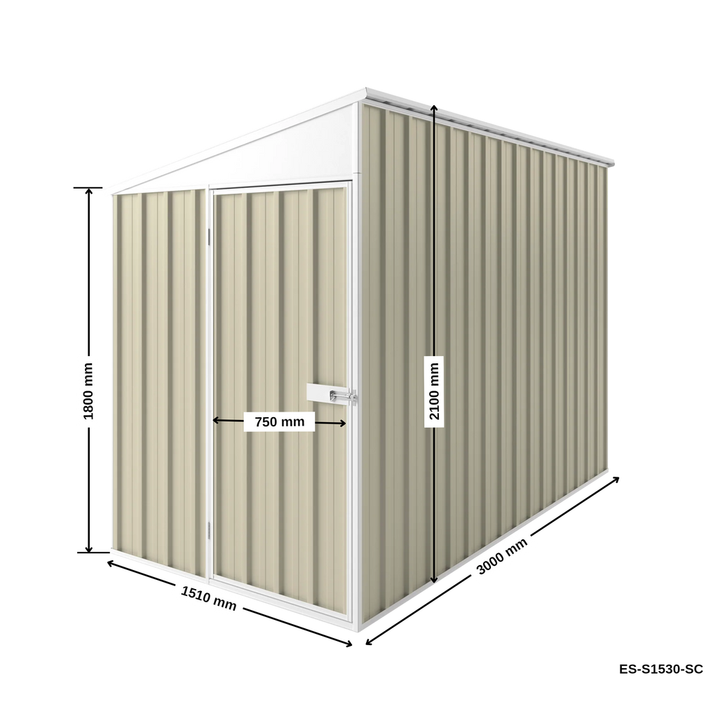 1.5m x 3m x 2.1m Skillion Roof Garden Shed