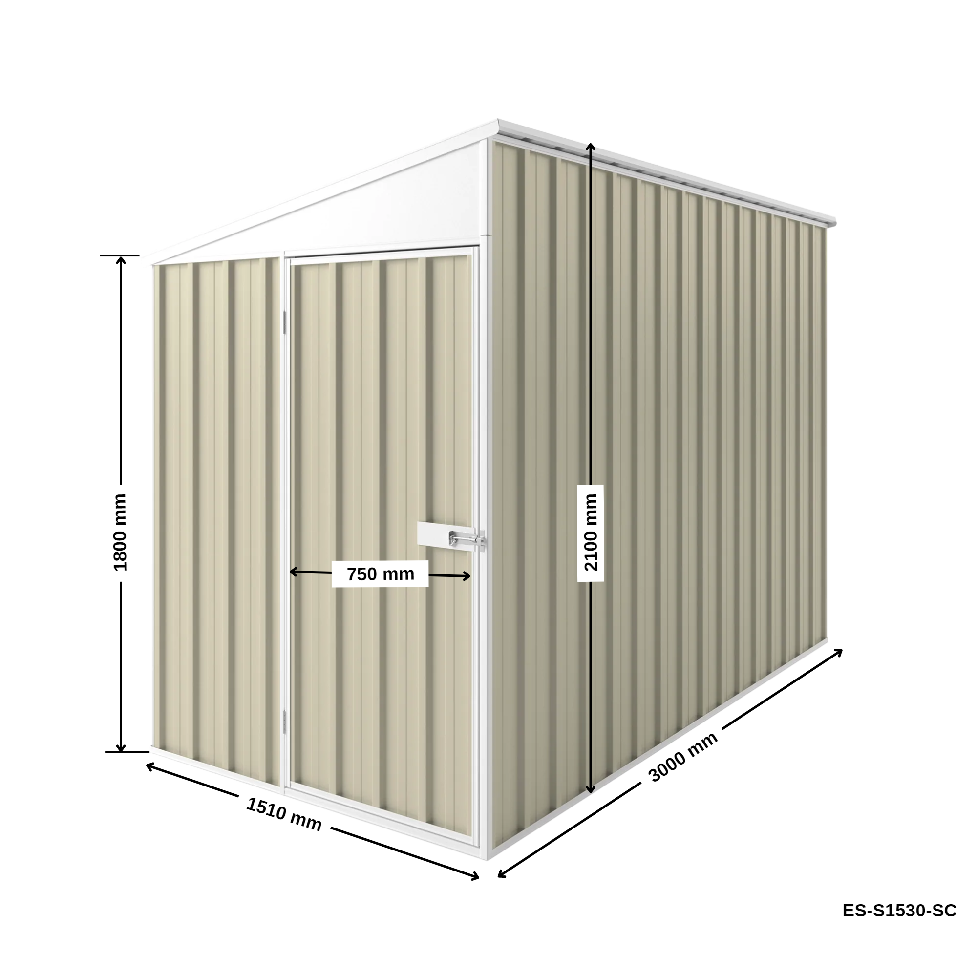 1.5m x 3m x 2.1m Skillion Roof Garden Shed