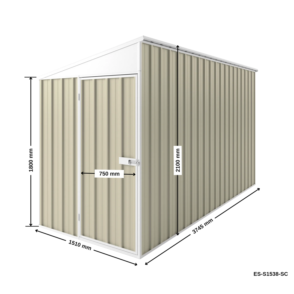 1.5m x 3.75m x 2.1m Skillion Roof Garden Shed
