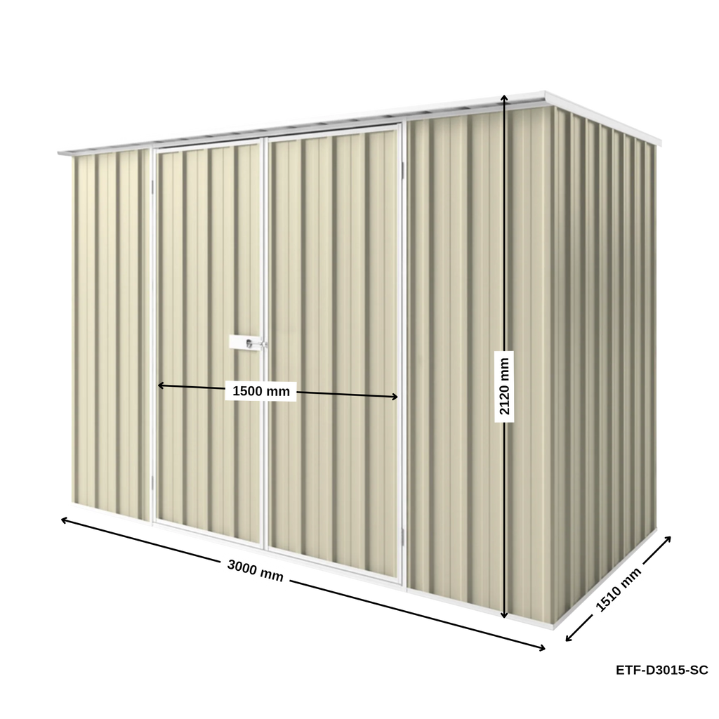 3m x 1.5m Flat Roof Garden Shed