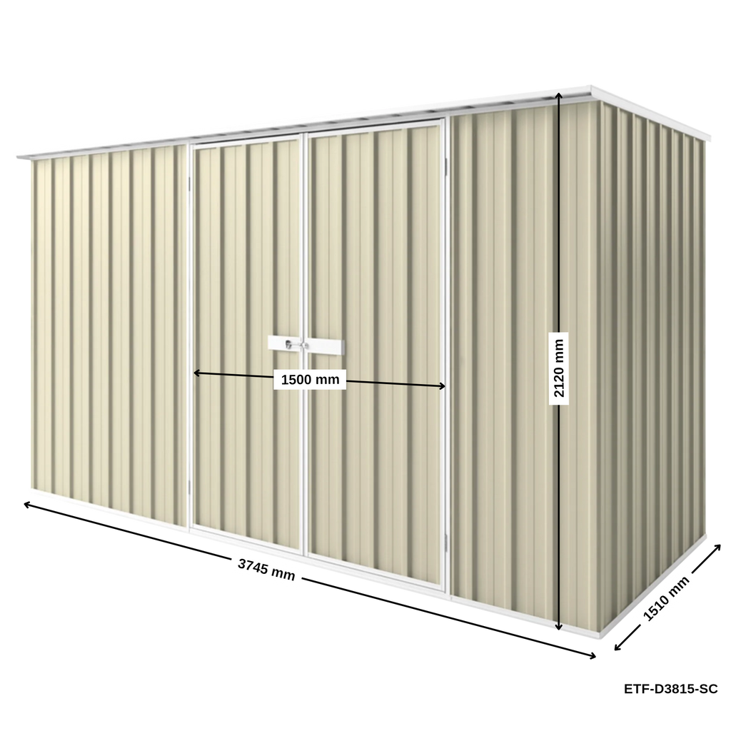 3.75m x 1.5m Flat Roof Garden Shed