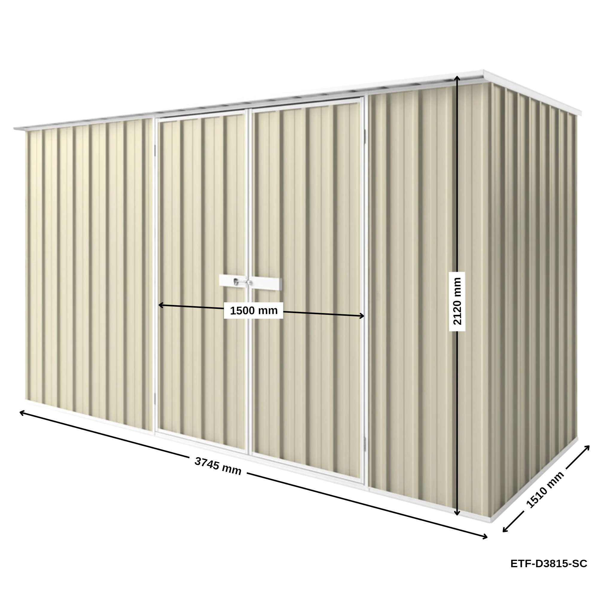 3.75m x 1.5m Flat Roof Garden Shed