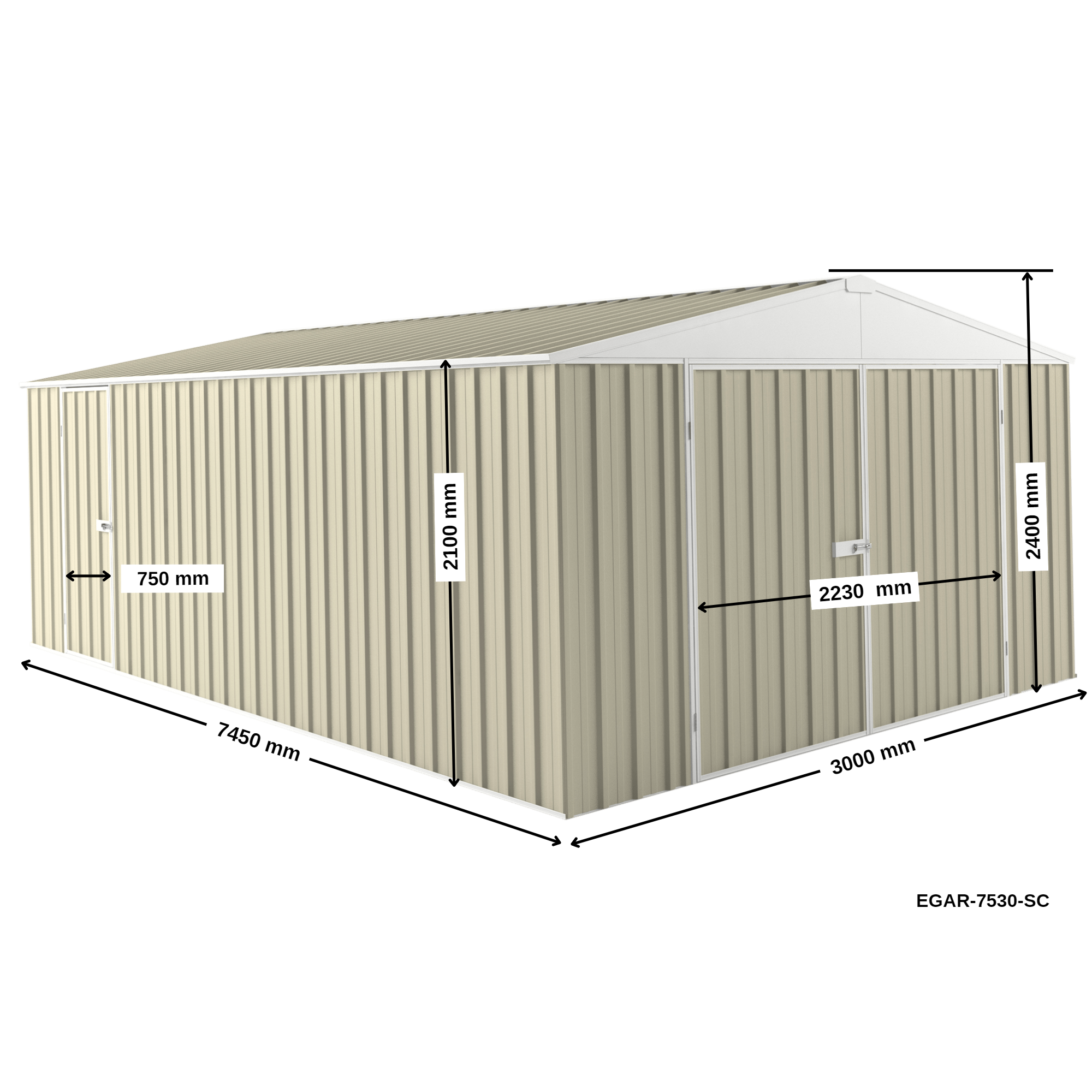 3m x 7.5m Garage Shed
