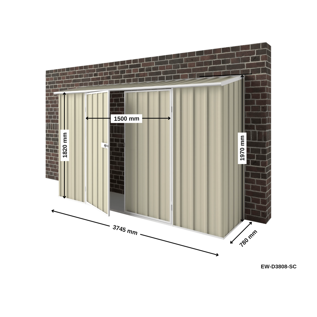 3.75m x 0.78m Off The Wall Garden Shed