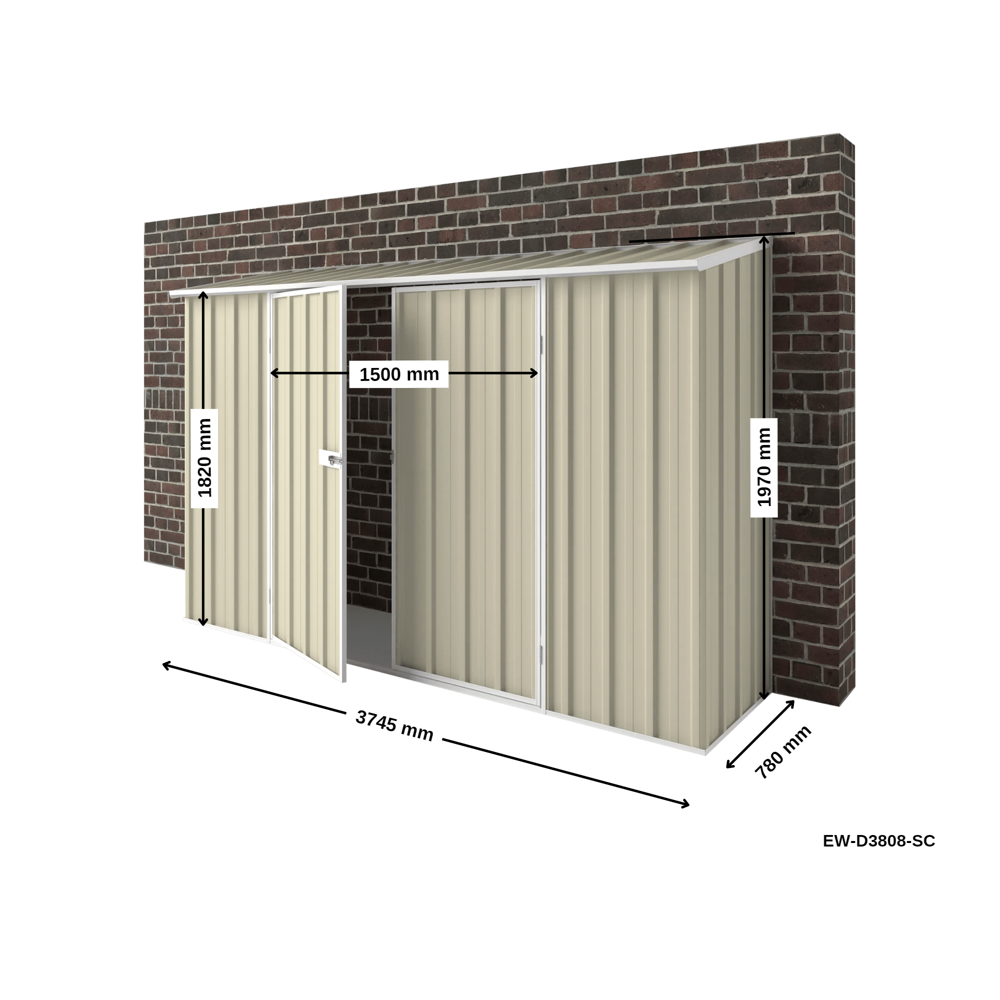 3.75m x 0.78m Off The Wall Garden Shed