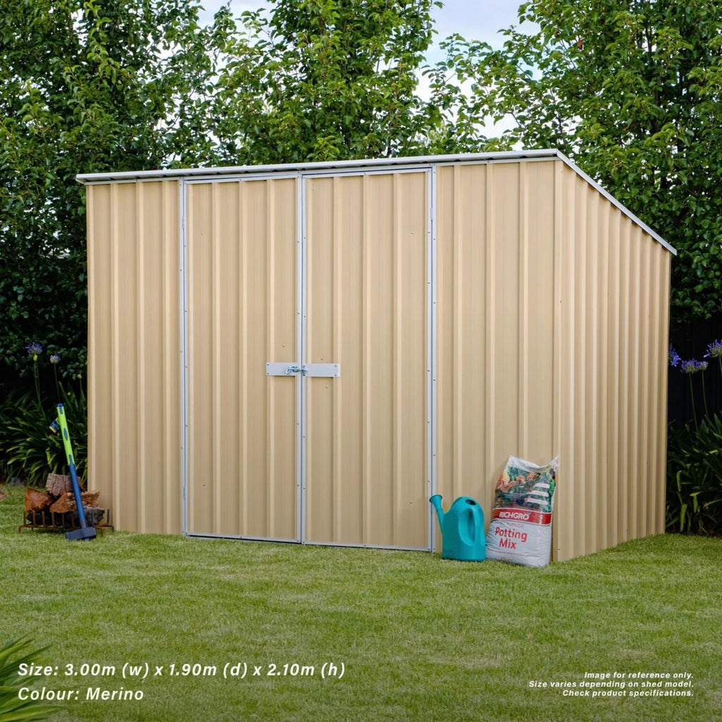 3m x 1.9m x 2.1m Skillion Roof Garden Shed