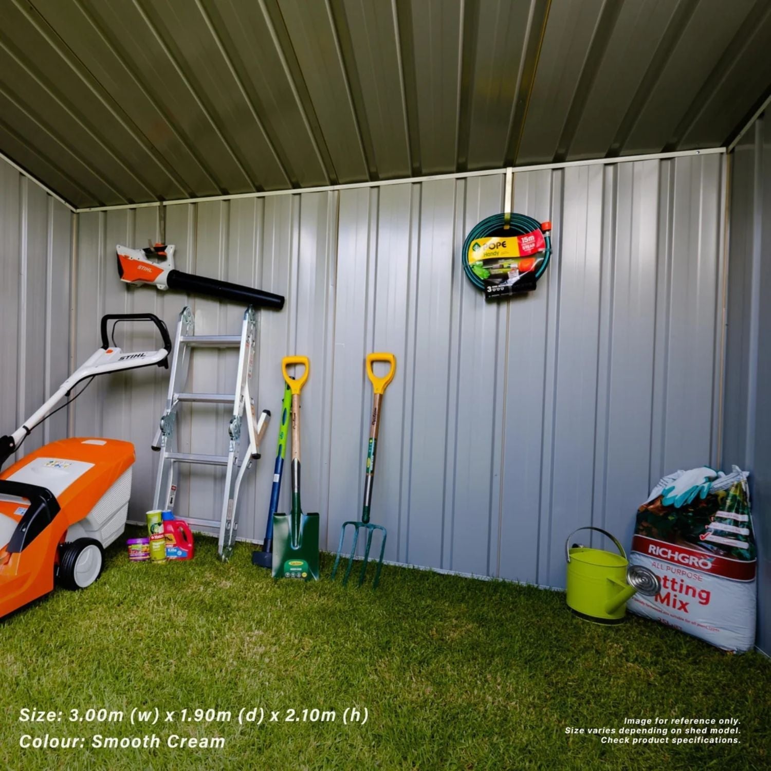 3m x 1.9m x 2.1m Skillion Roof Garden Shed