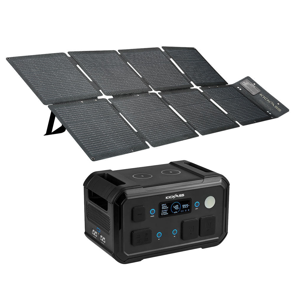 KickAss KickCharge 1200 MKII + 120W Solar Generator Kit