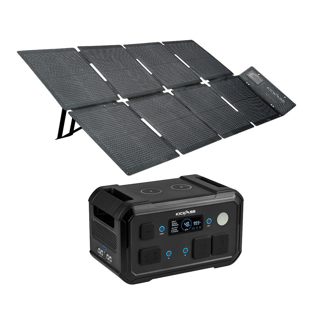 KickAss KickCharge 1200 MKII + 200W Solar Generator Kit