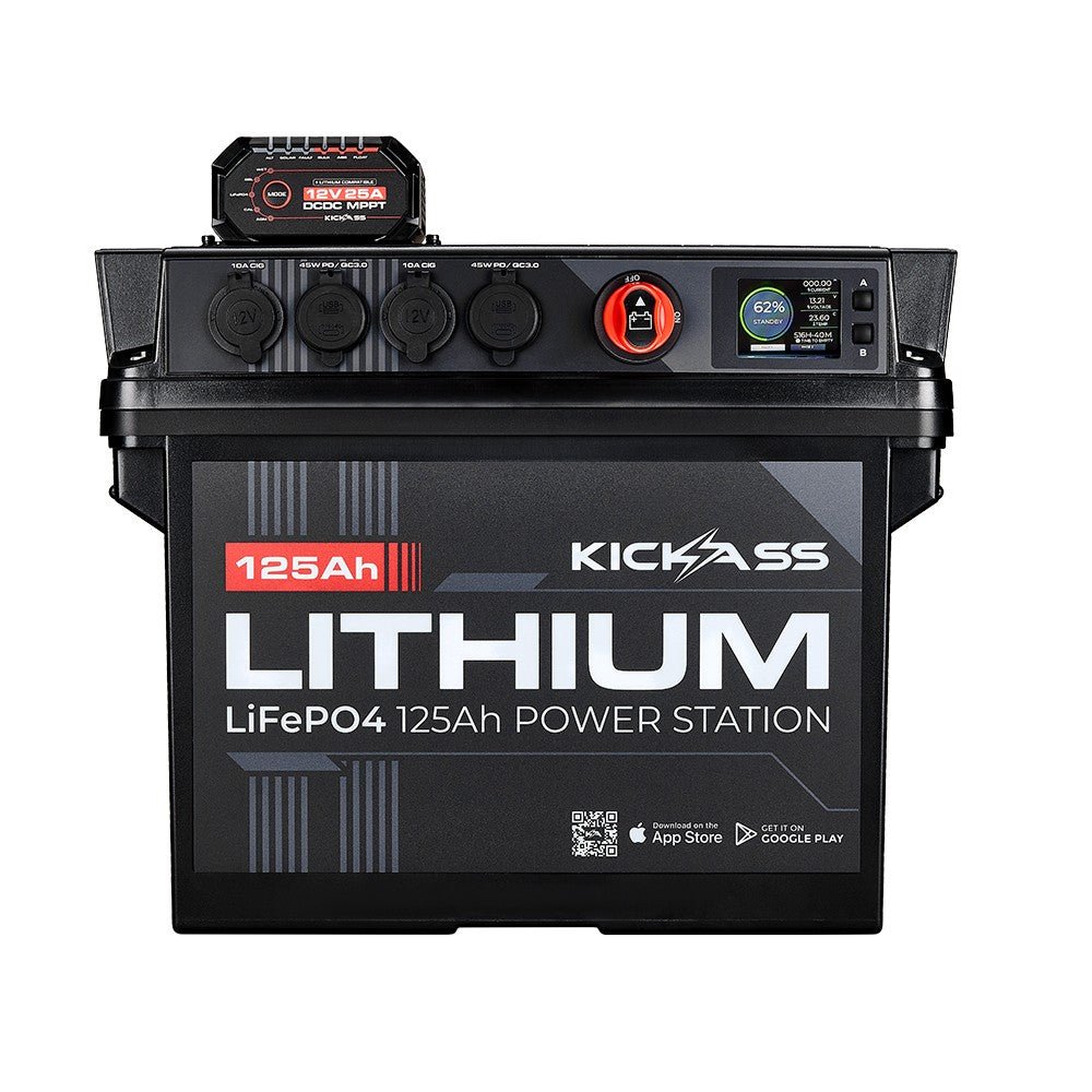 KickAss Smart 125Ah Lithium Battery Box Power Station with 25A DCDC Charger + Integrated Bluetooth